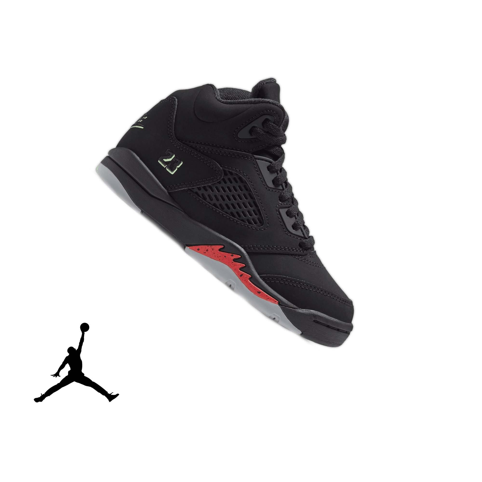 Jordan 5 Retro "Halloween" Preschool Kids' Shoe - BLACK/PICANTE RED/GLOW N THE DARK