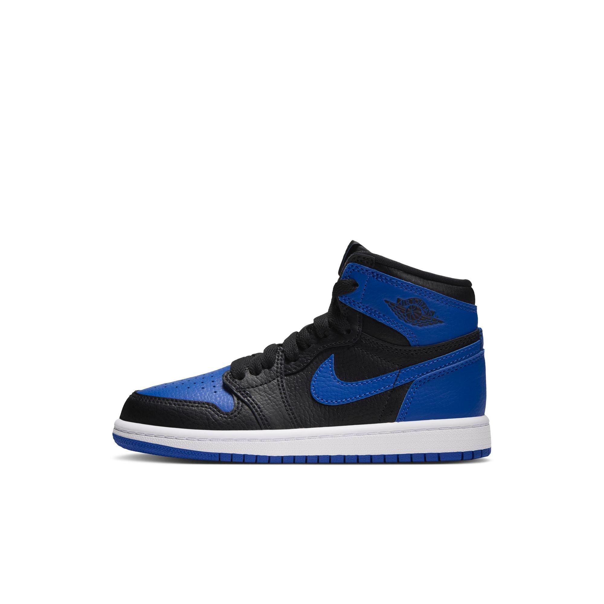 Jordan 1 Retro High OG "Royal" Preschool Kids' Shoe - BLACK/GAME ROYAL/WHITE