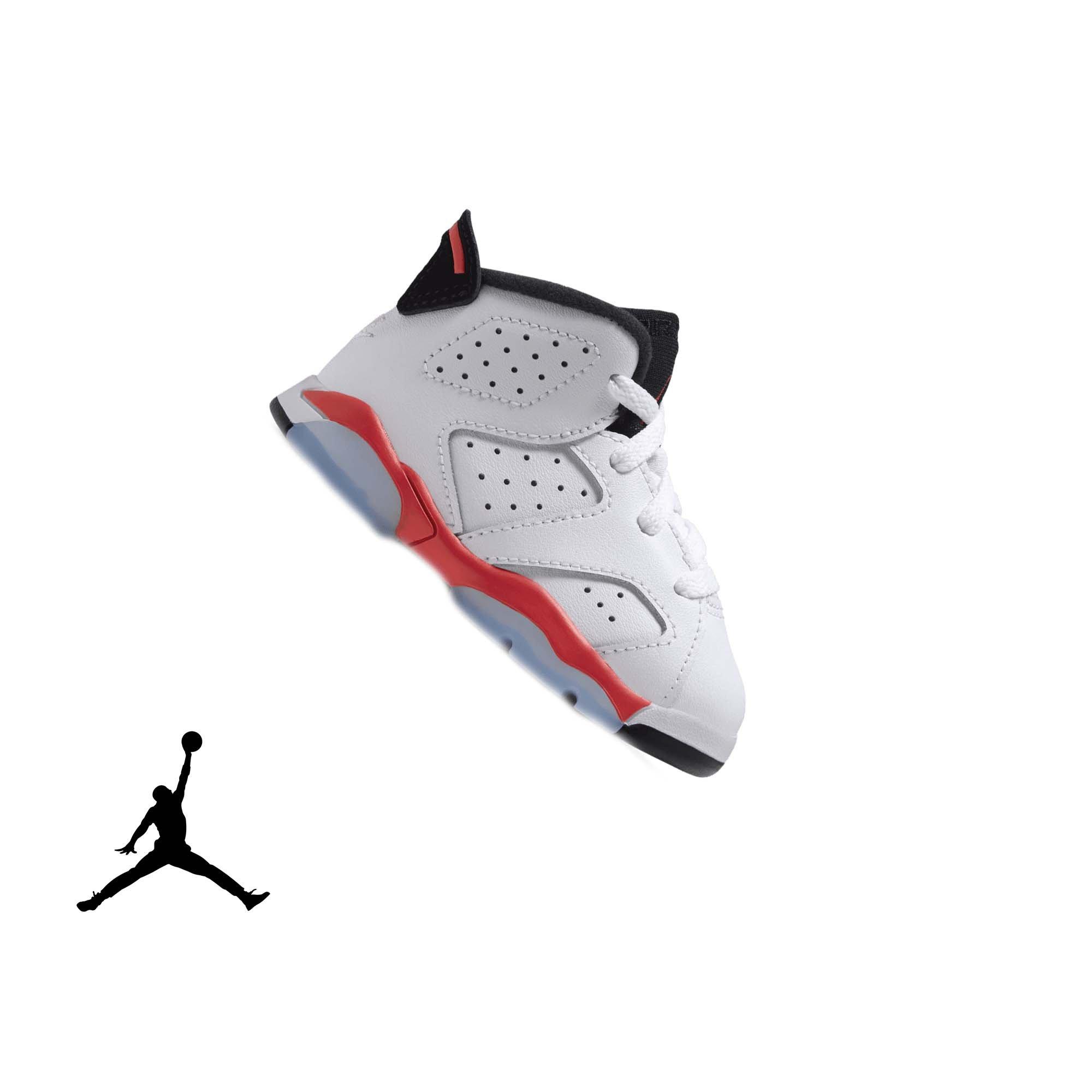 Jordan 6 Retro "White Infrared" Toddler Kids' Shoe - WHITE/LT CRIMSON/BLACK