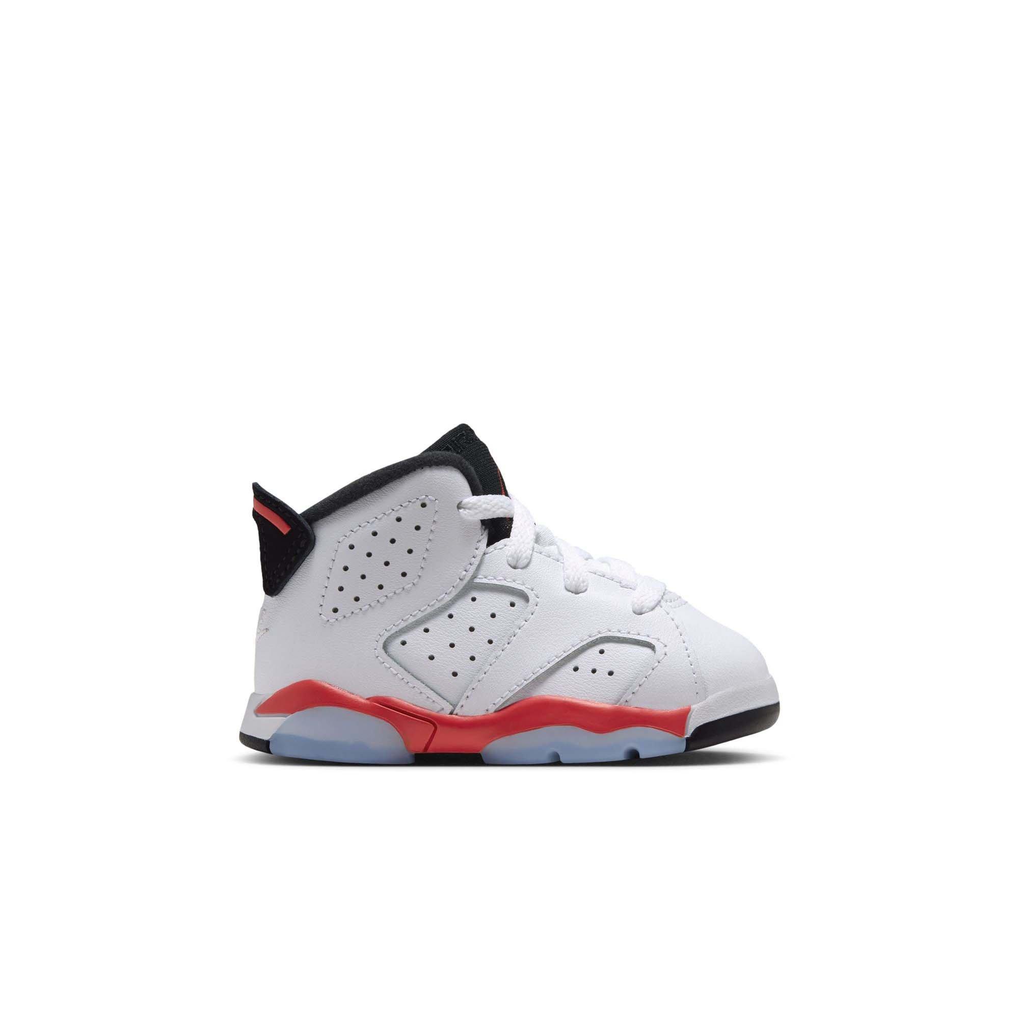 Jordan 6 Retro "White Infrared" Toddler Kids' Shoe - WHITE/LT CRIMSON/BLACK