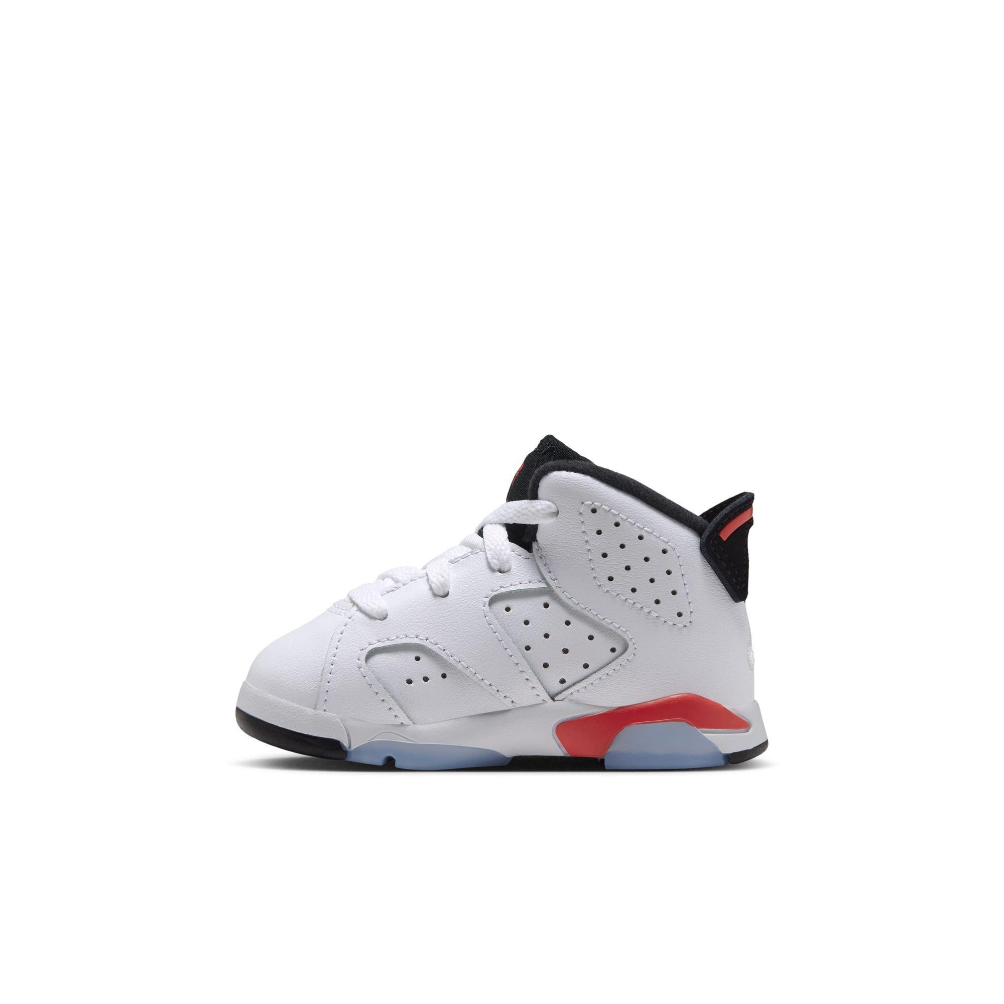 Jordan 6 Retro "White Infrared" Toddler Kids' Shoe - WHITE/LT CRIMSON/BLACK