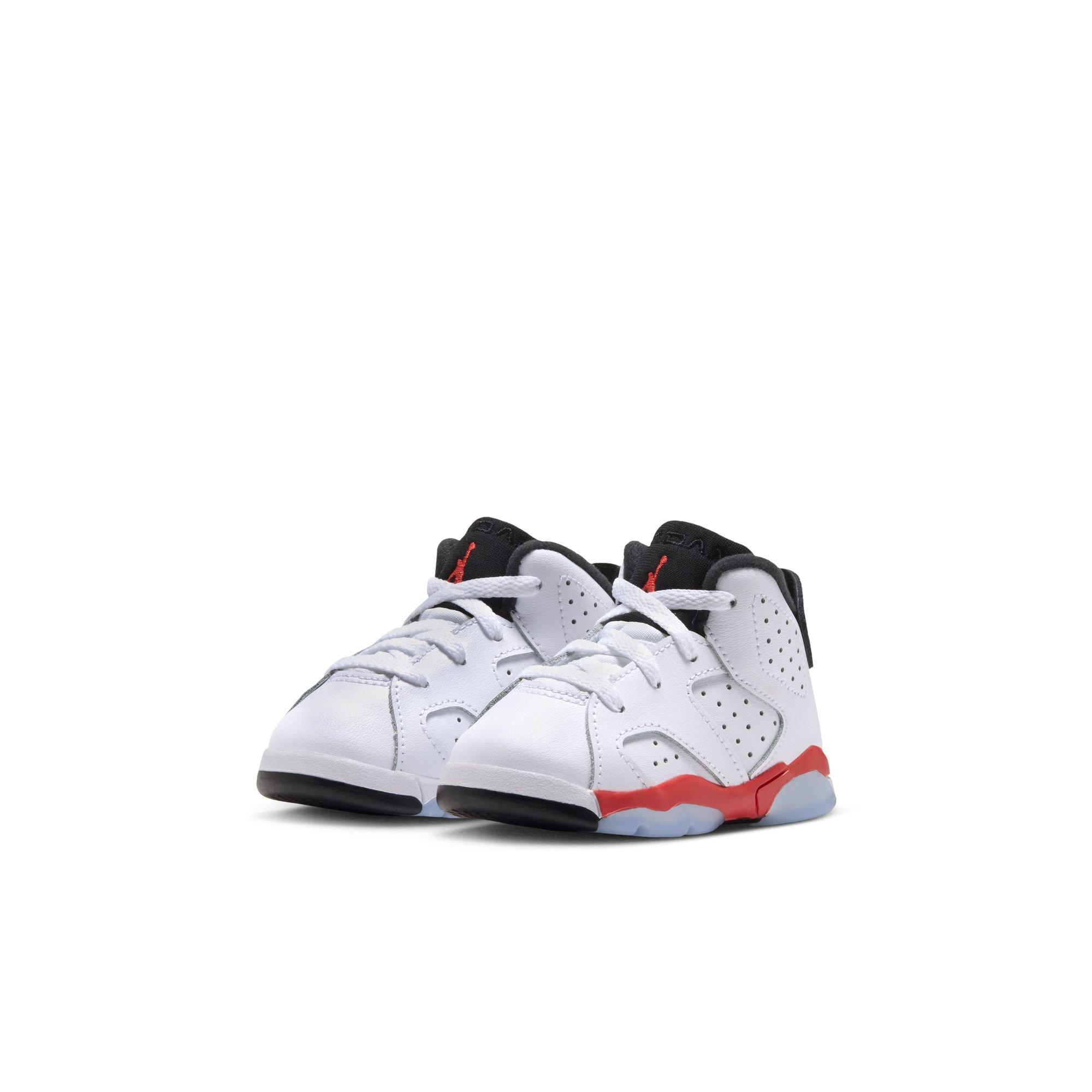 Jordan 6 Retro "White Infrared" Toddler Kids' Shoe - WHITE/LT CRIMSON/BLACK