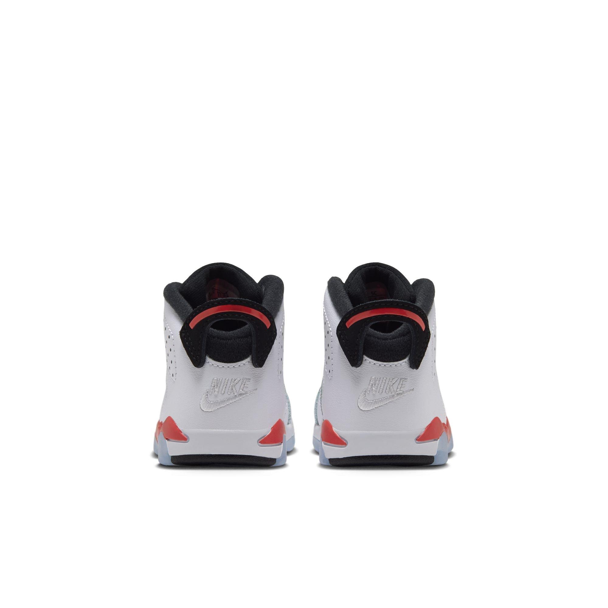 Jordan 6 Retro "White Infrared" Toddler Kids' Shoe - WHITE/LT CRIMSON/BLACK