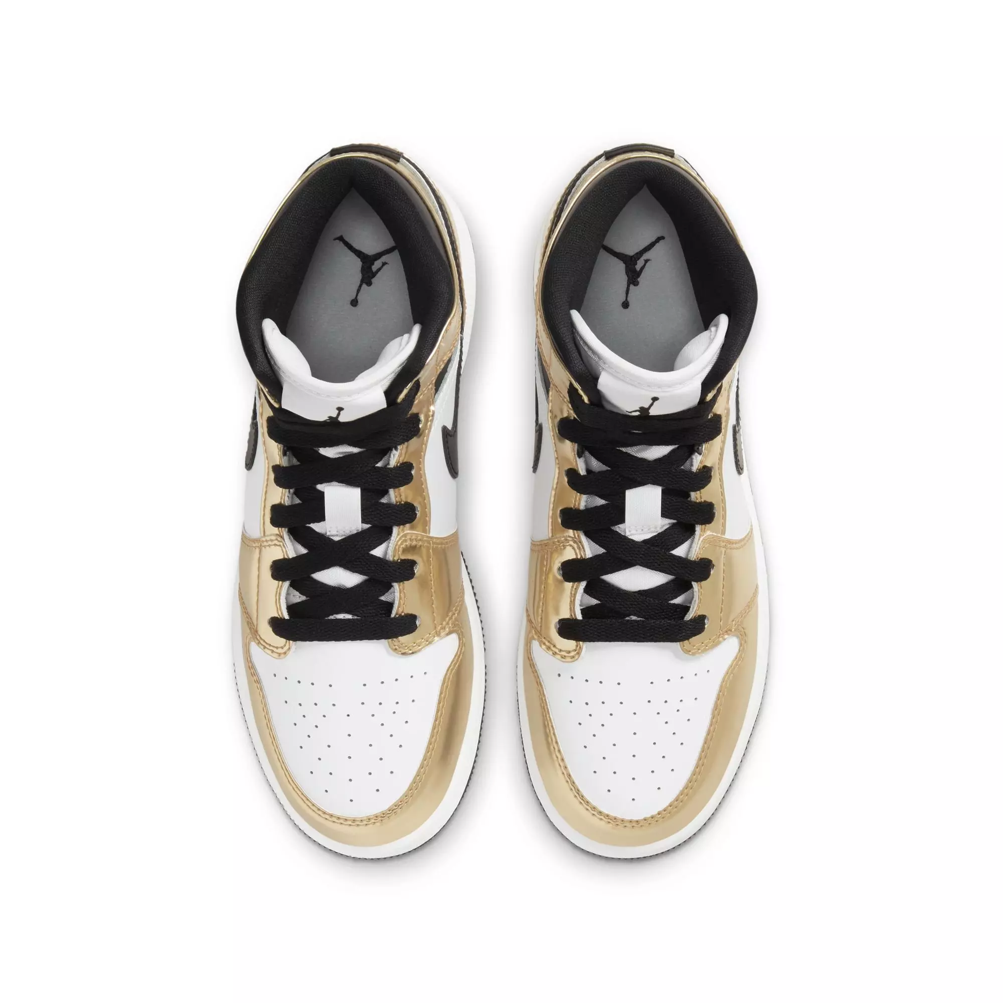 Jordan 1 Mid SE "Metallic Gold/Black/White" Grade School Boys' Shoe - GOLD/BLACK/WHITE