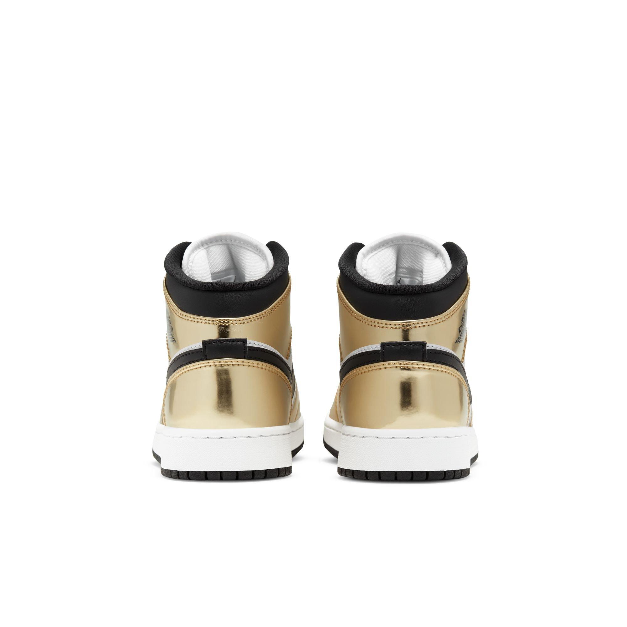 Jordan 1 Mid SE "Metallic Gold/Black/White" Grade School Boys' Shoe - GOLD/BLACK/WHITE Thumbnail View 7