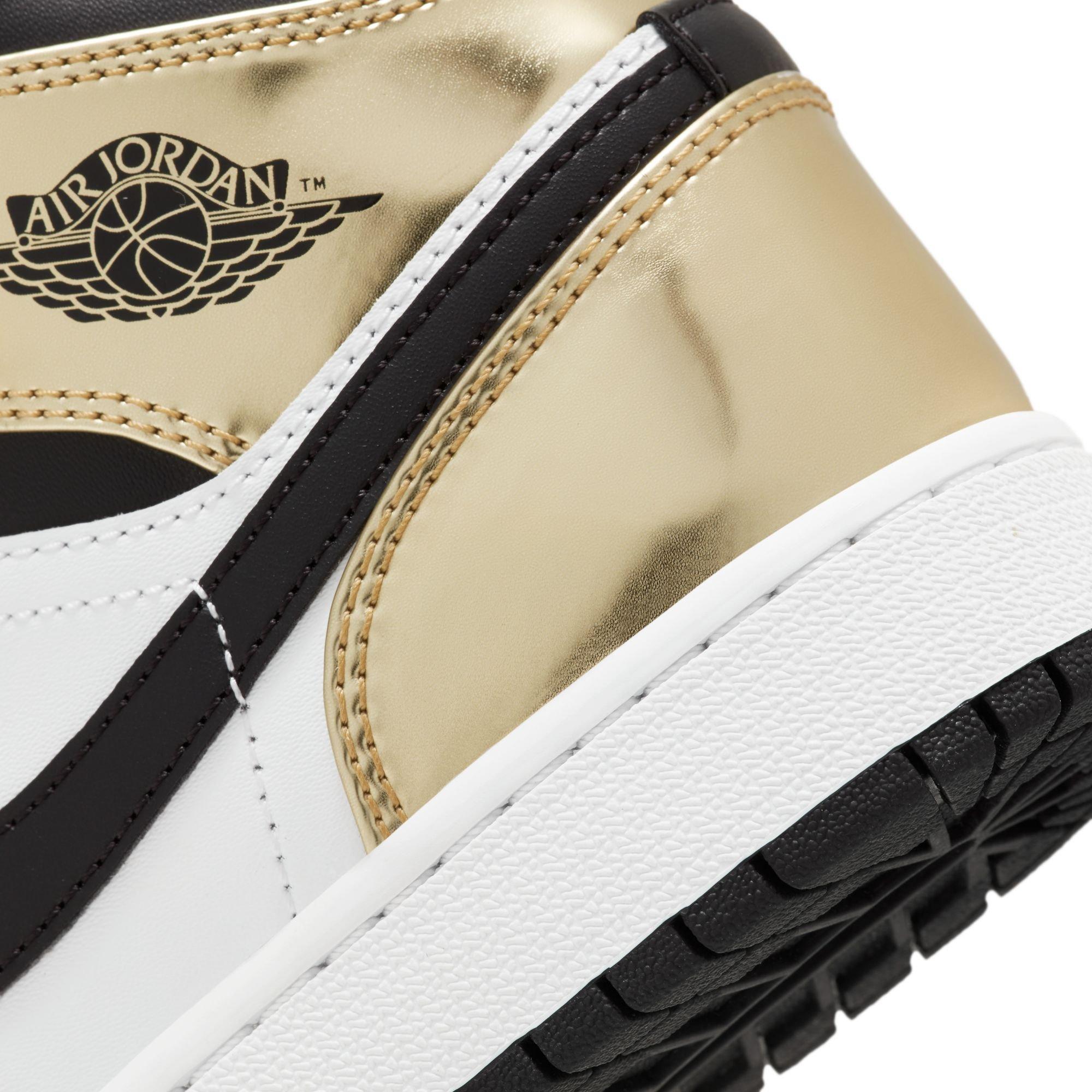 Jordan 1 Mid SE "Metallic Gold/Black/White" Grade School Boys' Shoe - GOLD/BLACK/WHITE Thumbnail View 10