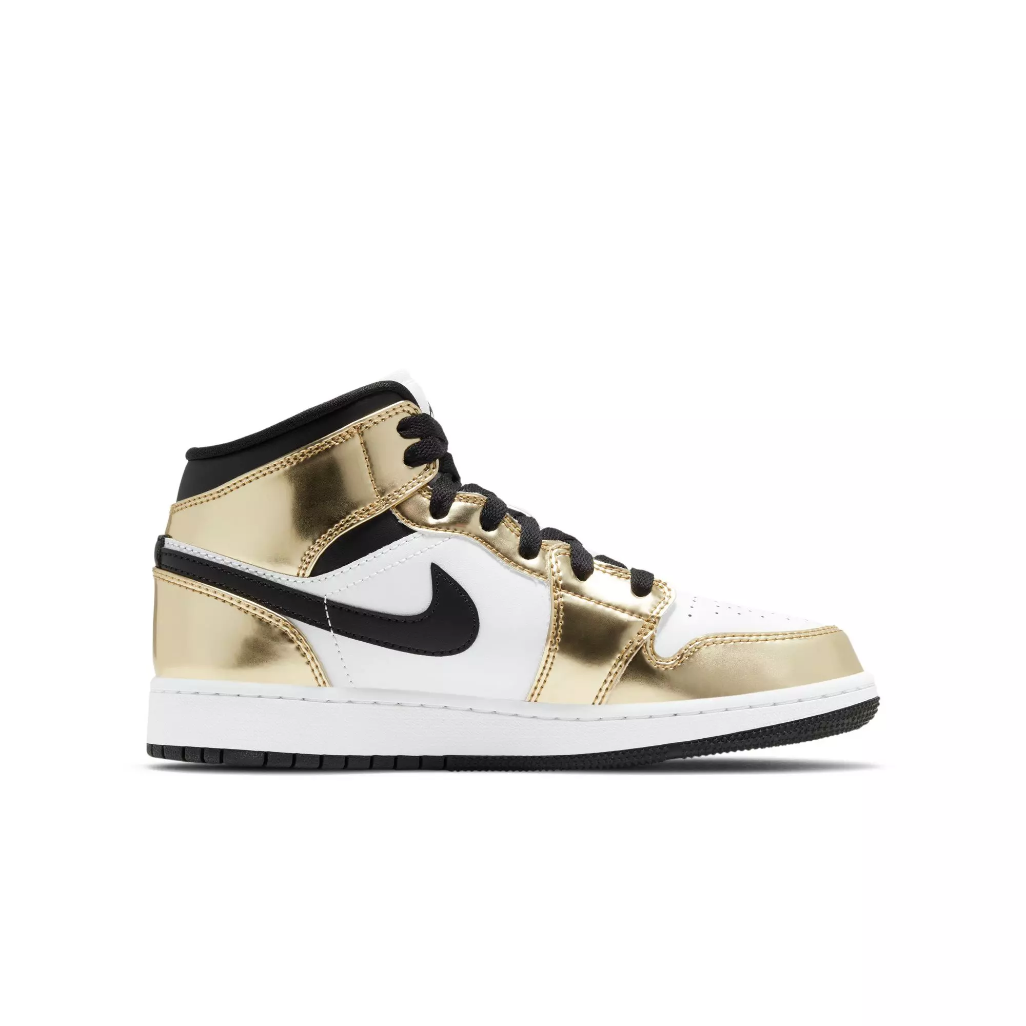 Jordan 1 Mid SE "Metallic Gold/Black/White" Grade School Boys' Shoe - GOLD/BLACK/WHITE