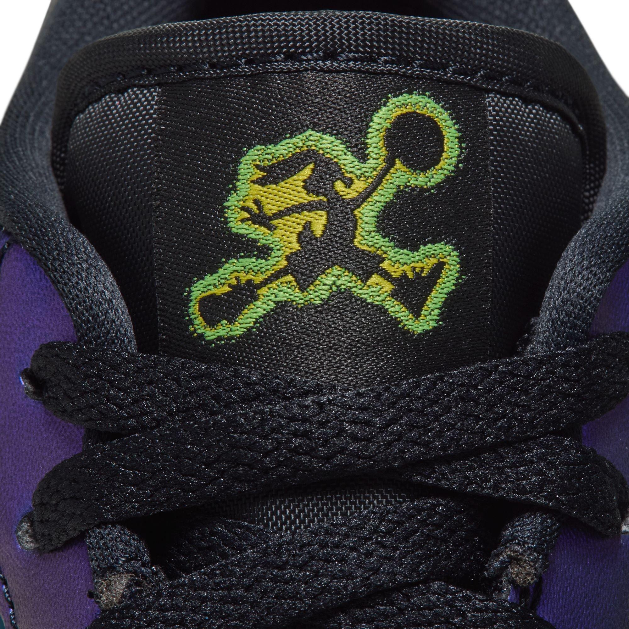 Jordan 1 Low SE "Magic Ball" Grade School Kids' Shoe - BLACK/METALLIC SILVER/ACTION GREEN