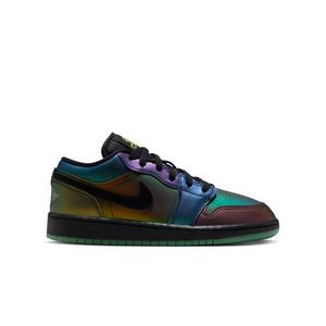 Jordan 1 Low SE "Magic Ball" Grade School Kids' Shoe - BLACK/METALLIC SILVER/ACTION GREEN