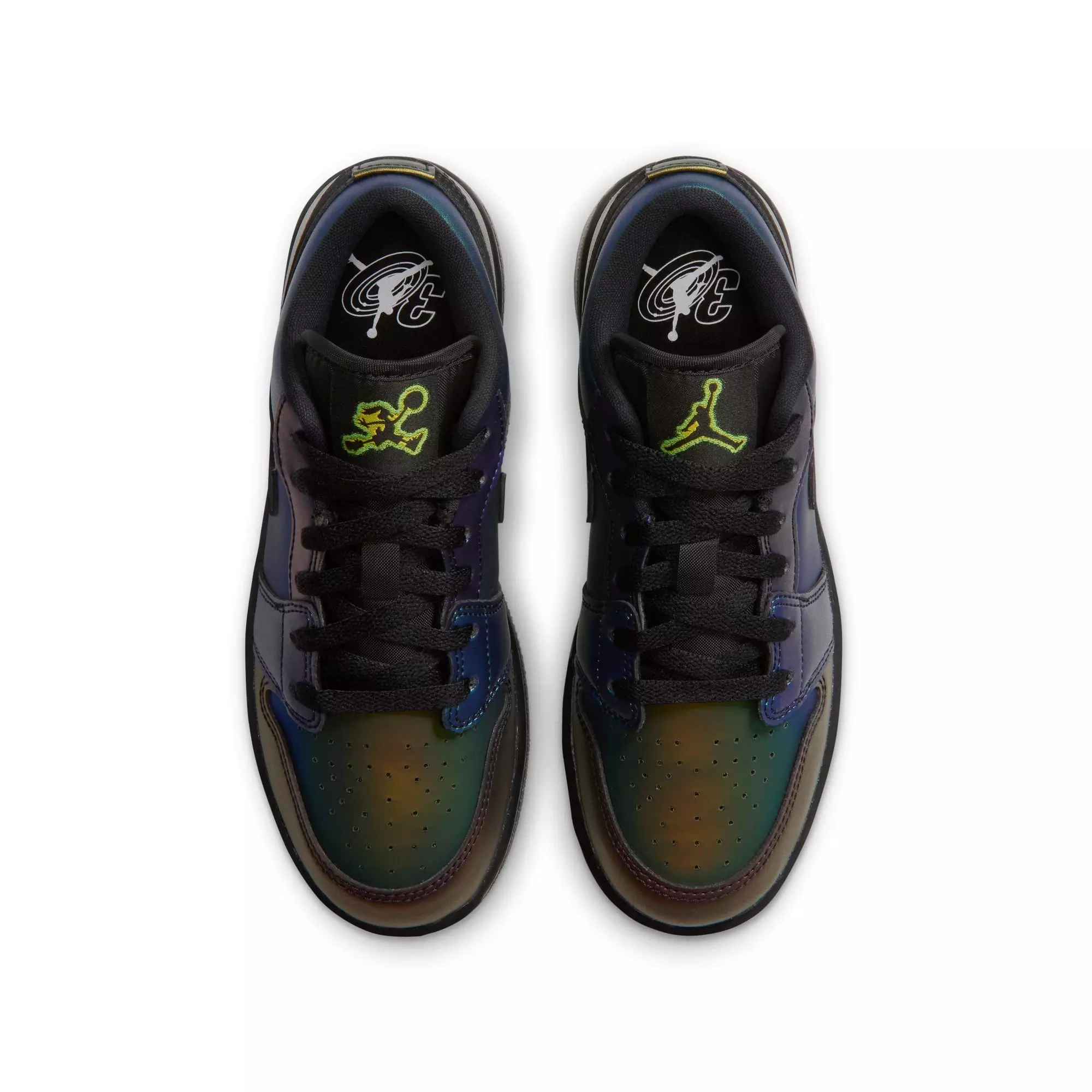 Jordan 1 Low SE "Magic Ball" Grade School Kids' Shoe - BLACK/METALLIC SILVER/ACTION GREEN