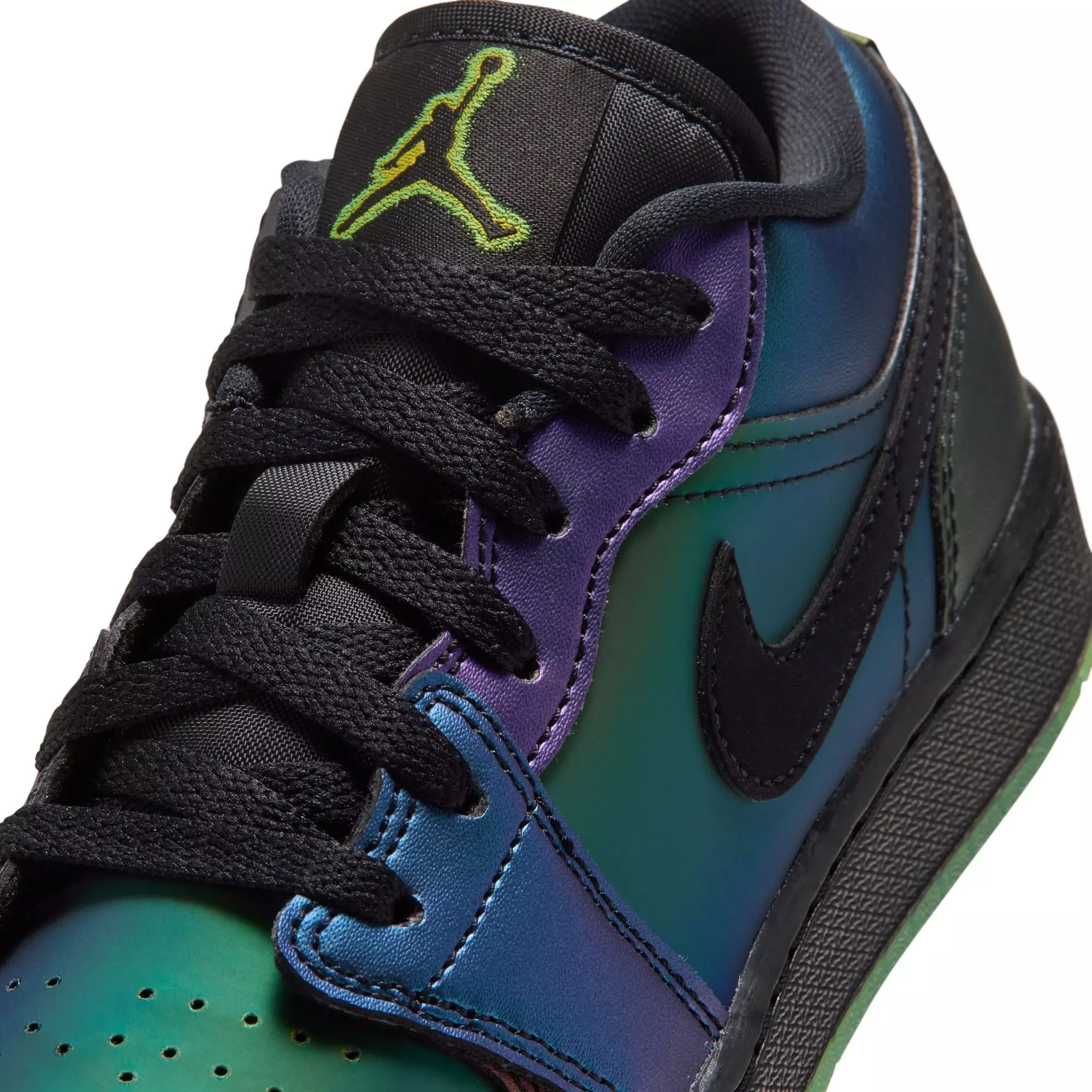 Jordan 1 Low SE "Magic Ball" Grade School Kids' Shoe - BLACK/METALLIC SILVER/ACTION GREEN