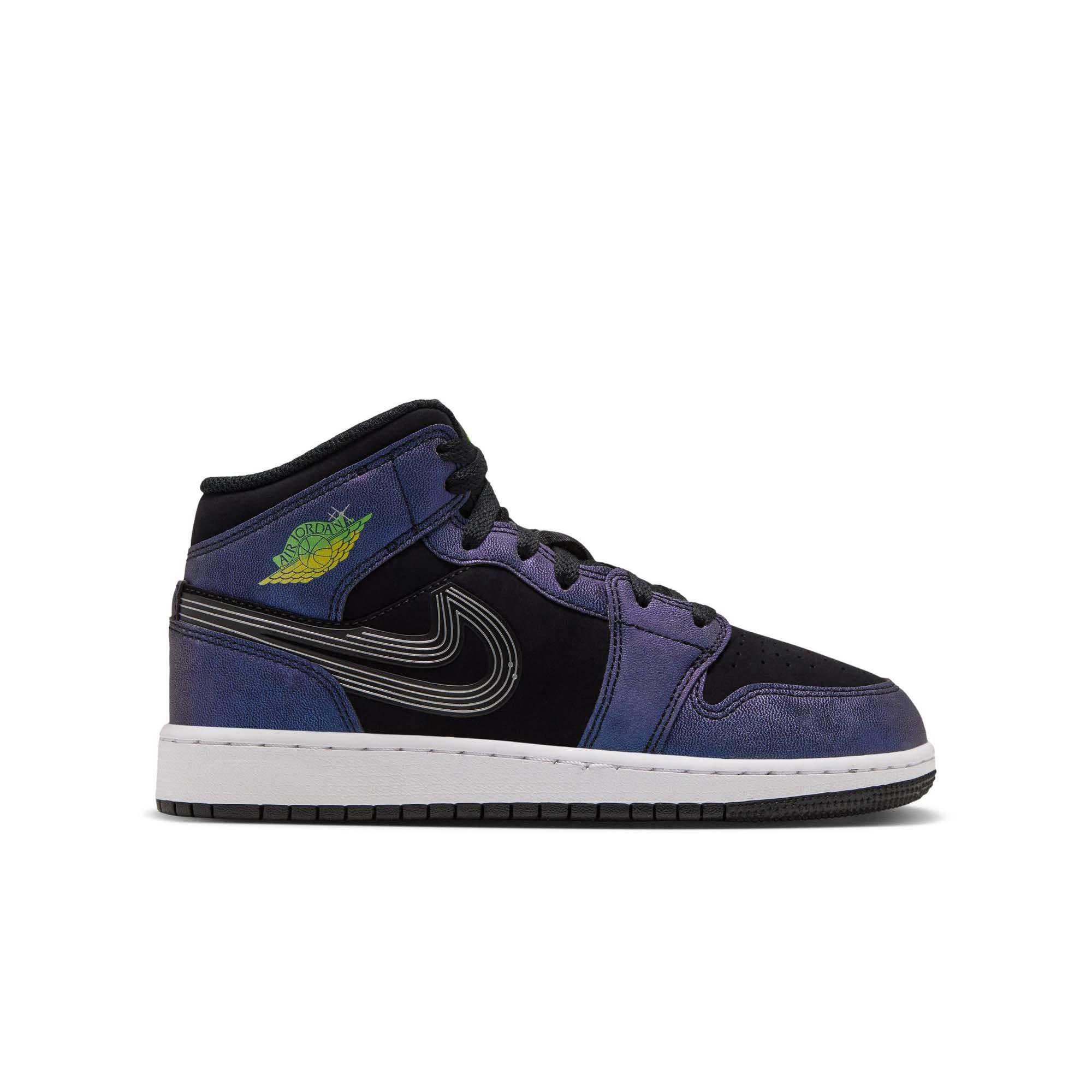 Jordan 1 Mid SE "Space Jam" Grade School Kids' Shoe - BLACK/YELLOW ZEST/ACTION GREEN