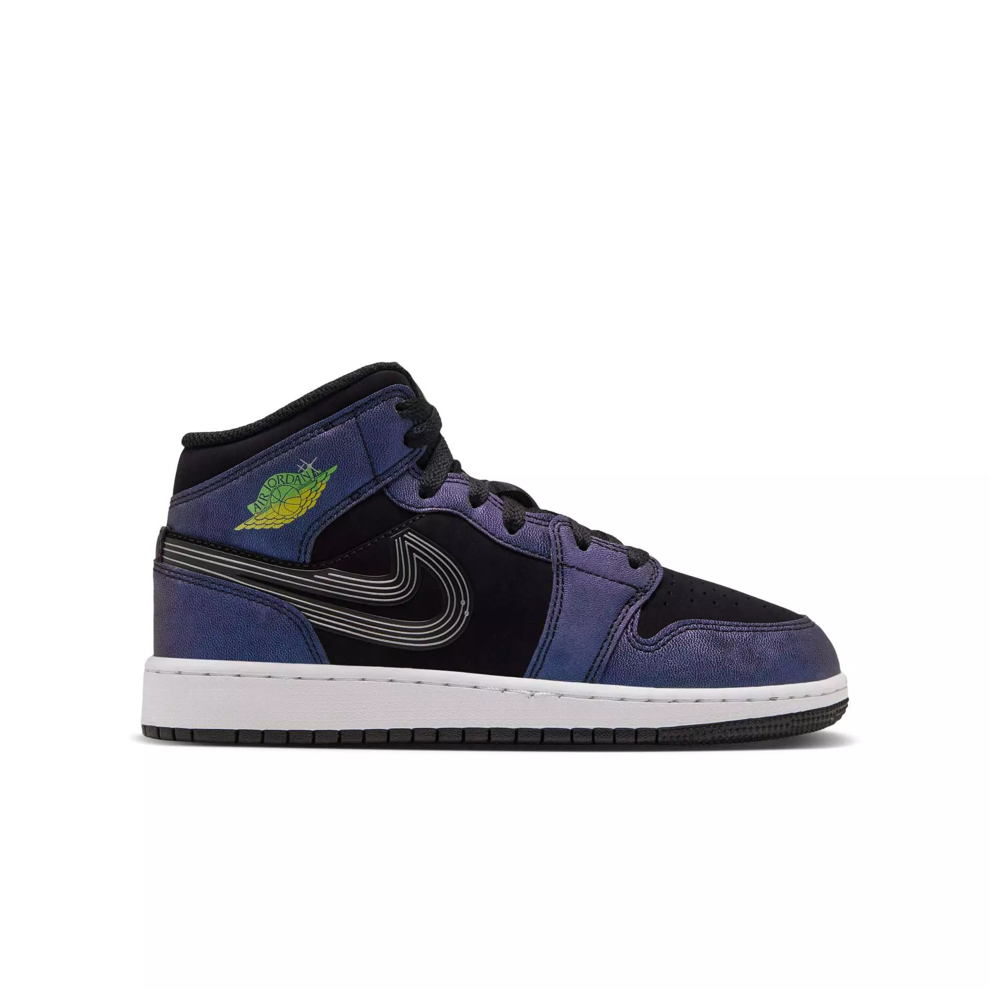 Jordan 1 Mid SE "Space Jam" Grade School Kids' Shoe - BLACK/YELLOW ZEST/ACTION GREEN