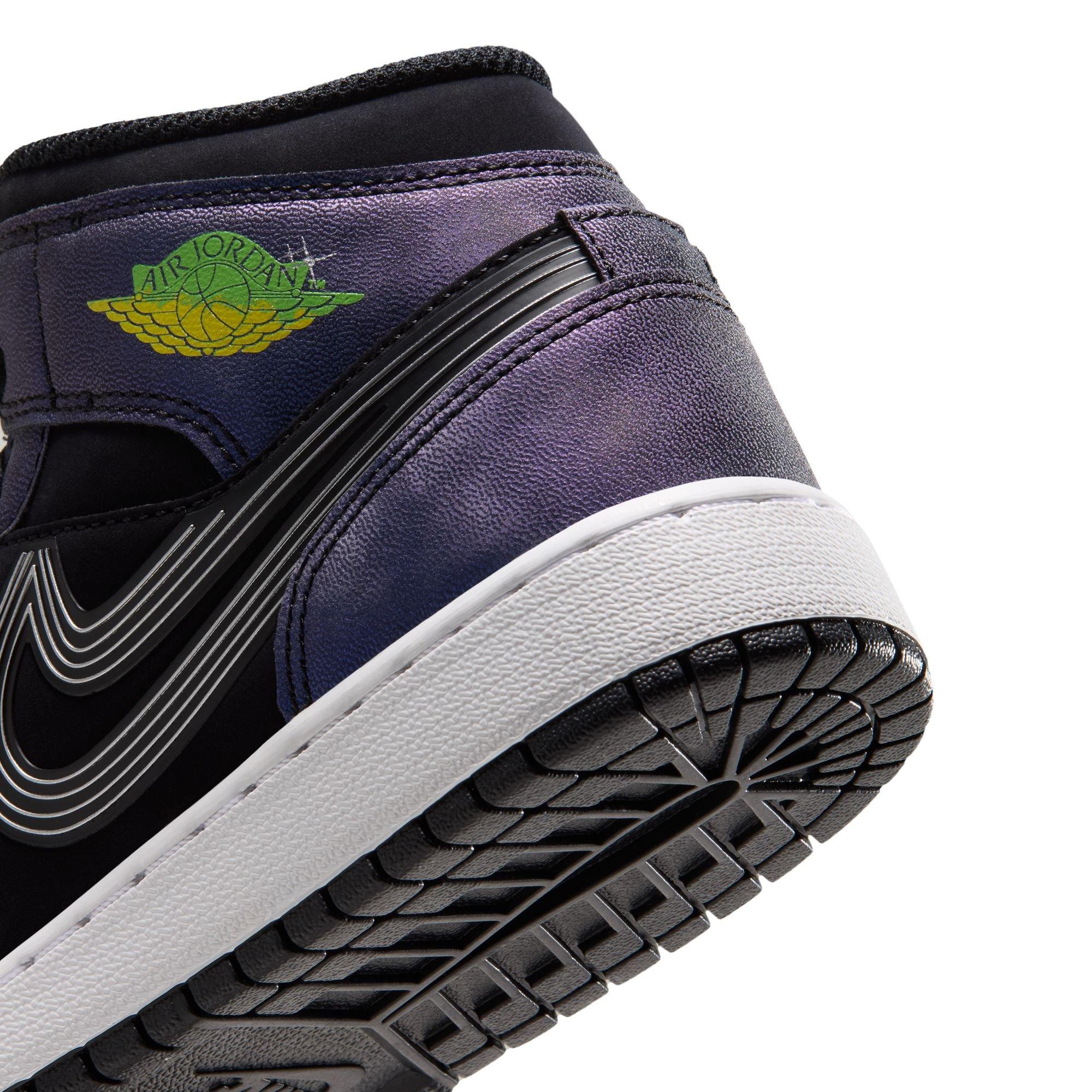 Jordan 1 Mid SE "Space Jam" Grade School Kids' Shoe - BLACK/YELLOW ZEST/ACTION GREEN