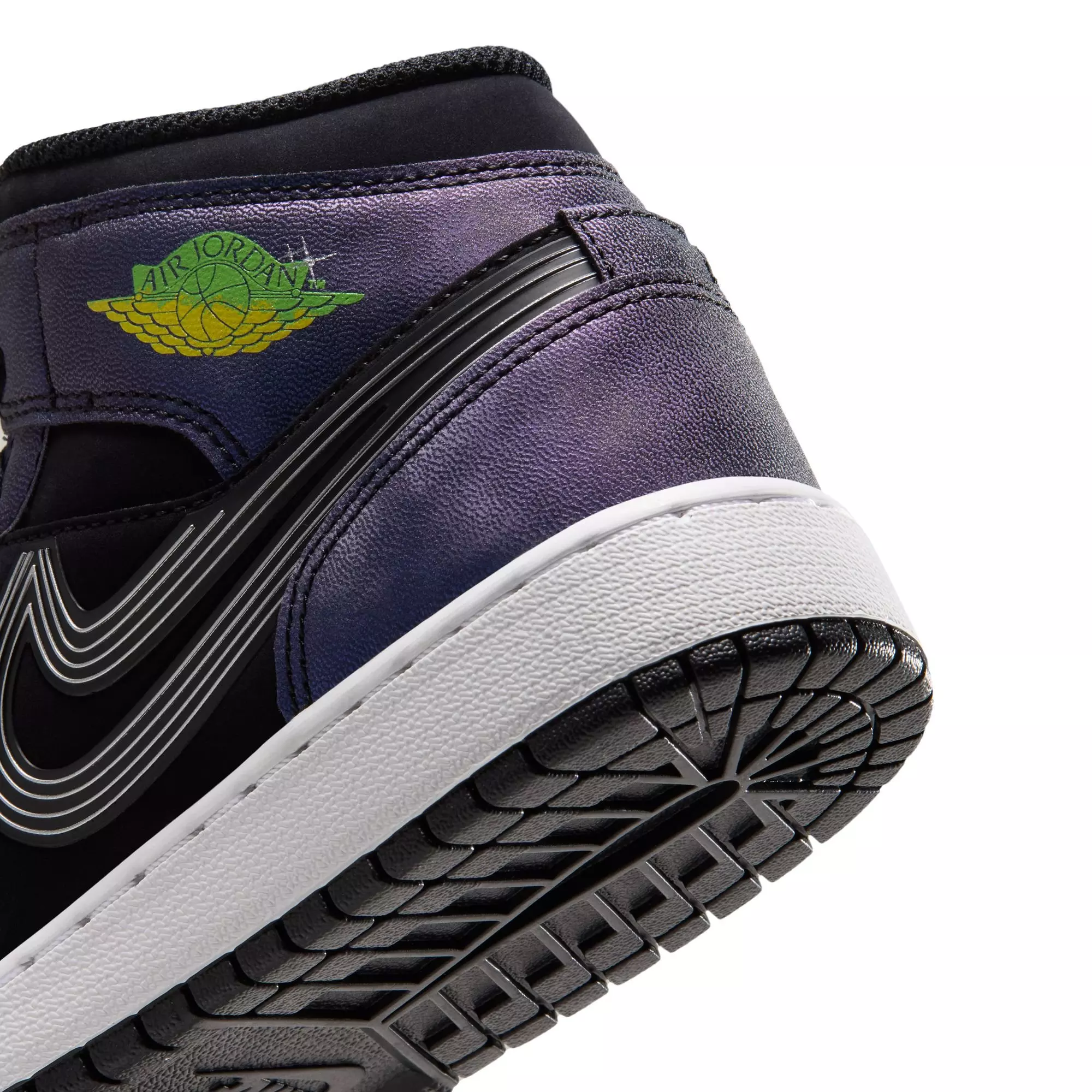Jordan 1 Mid SE "Space Jam" Grade School Kids' Shoe - BLACK/YELLOW ZEST/ACTION GREEN