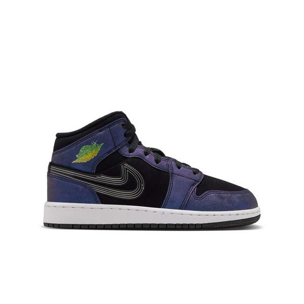 Jordan 1 Mid SE "Space Jam" Grade School Kids' Shoe - BLACK/YELLOW ZEST/ACTION GREEN