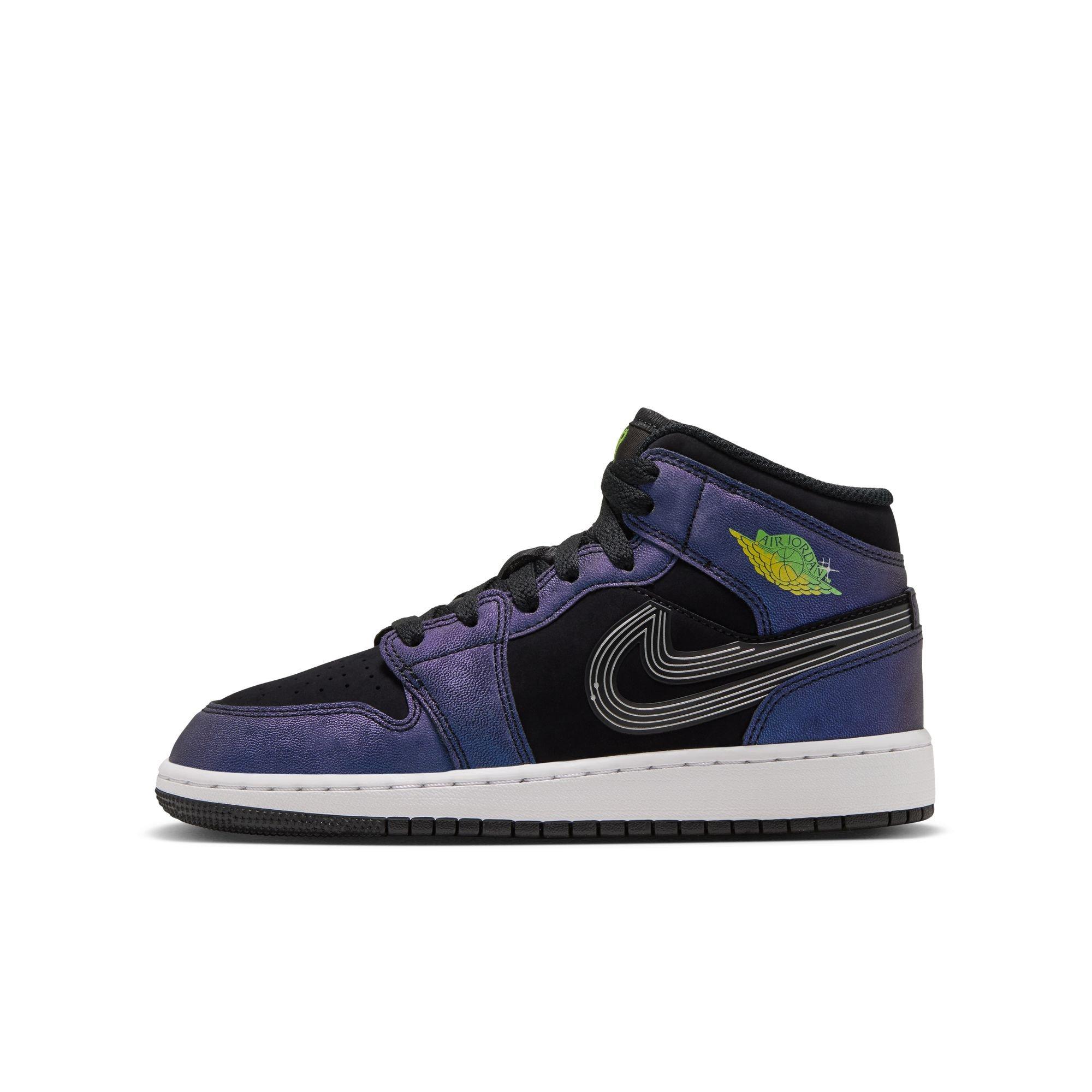 Jordan 1 Mid SE "Space Jam" Grade School Kids' Shoe - BLACK/YELLOW ZEST/ACTION GREEN