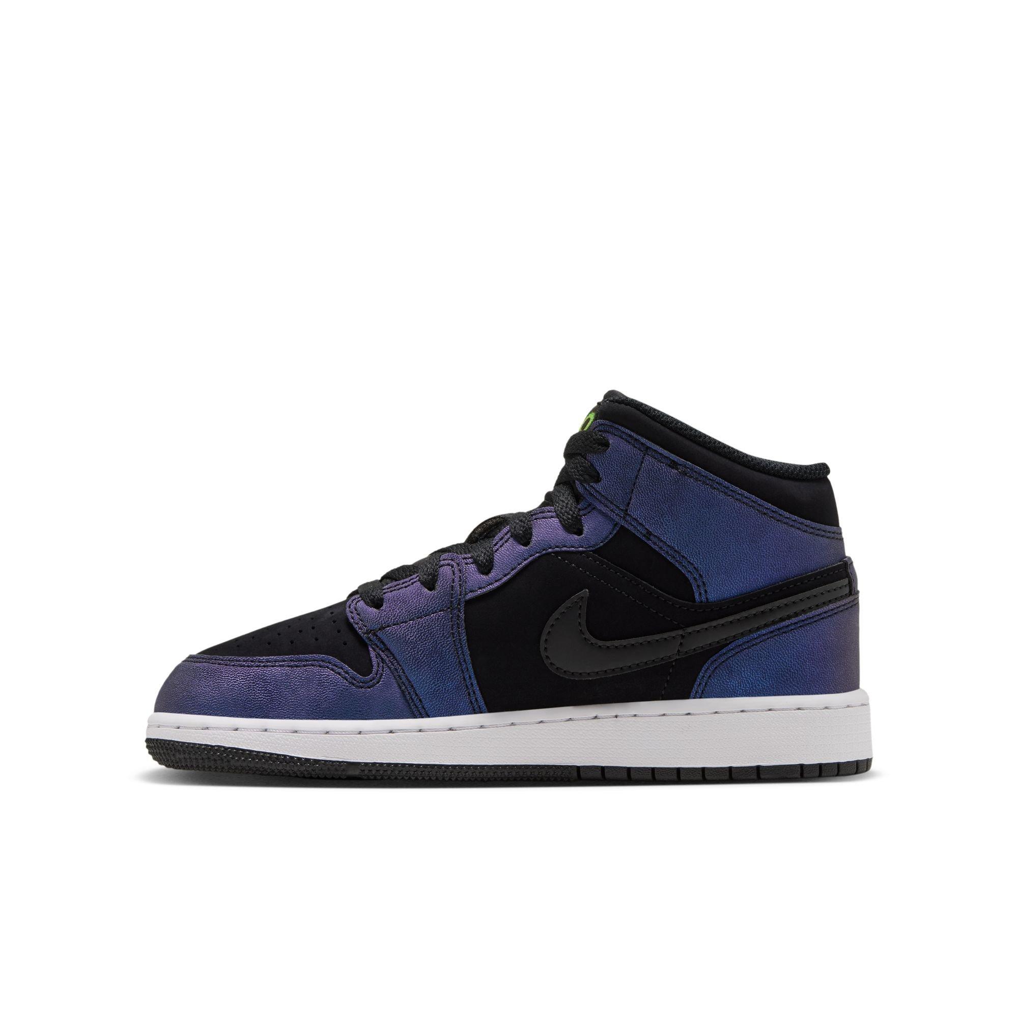 Jordan 1 Mid SE "Space Jam" Grade School Kids' Shoe - BLACK/YELLOW ZEST/ACTION GREEN