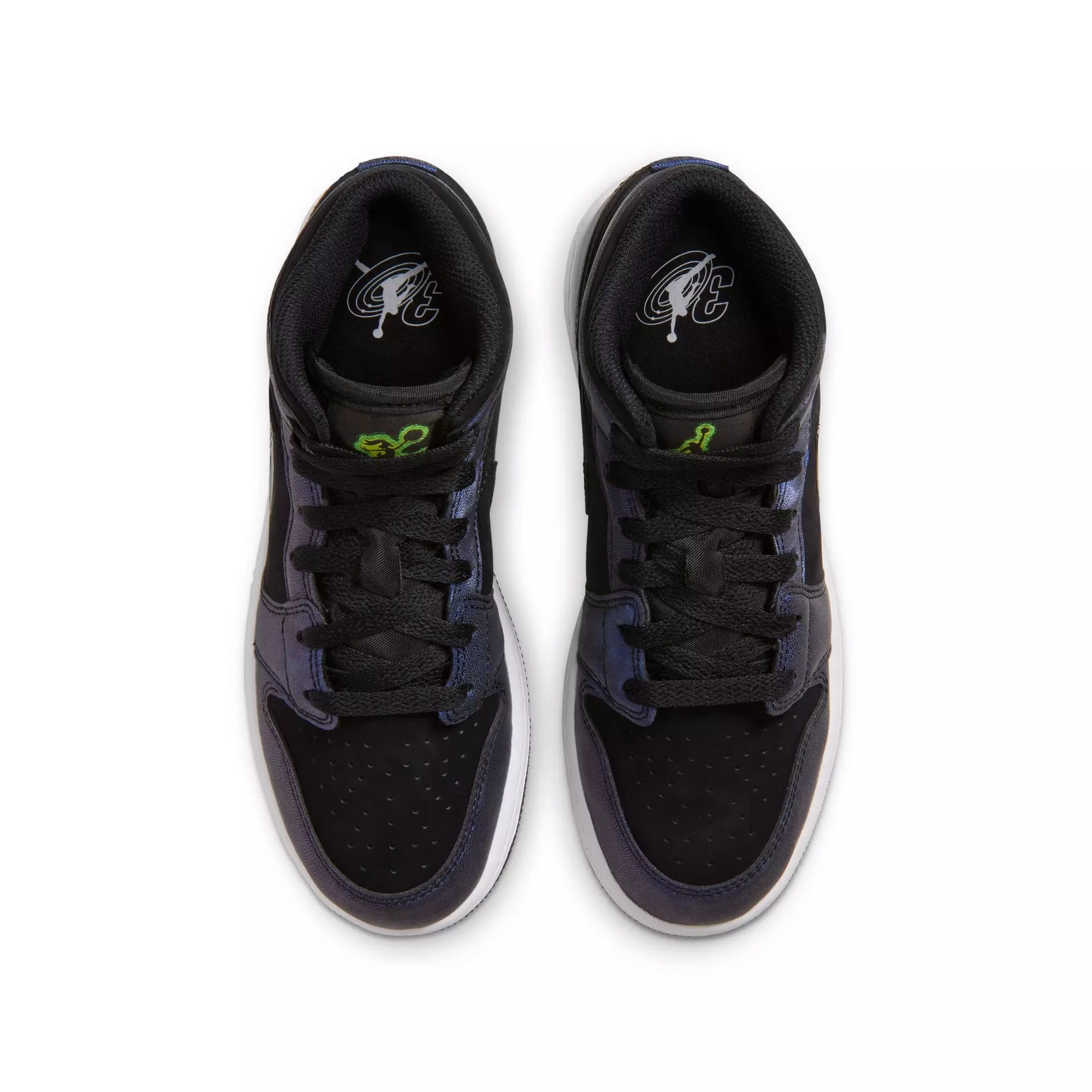 Jordan 1 Mid SE "Space Jam" Grade School Kids' Shoe - BLACK/YELLOW ZEST/ACTION GREEN