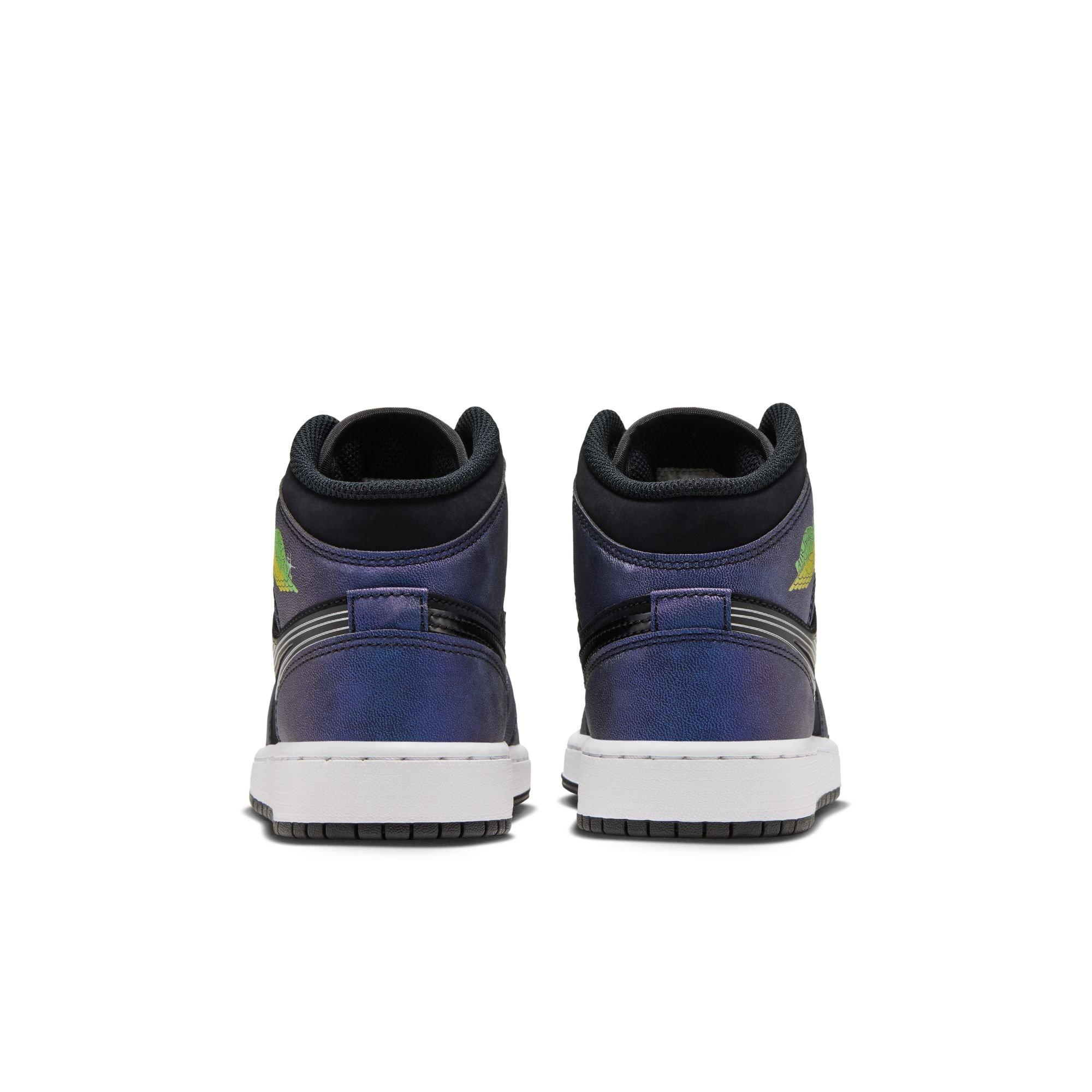 Jordan 1 Mid SE "Space Jam" Grade School Kids' Shoe - BLACK/YELLOW ZEST/ACTION GREEN