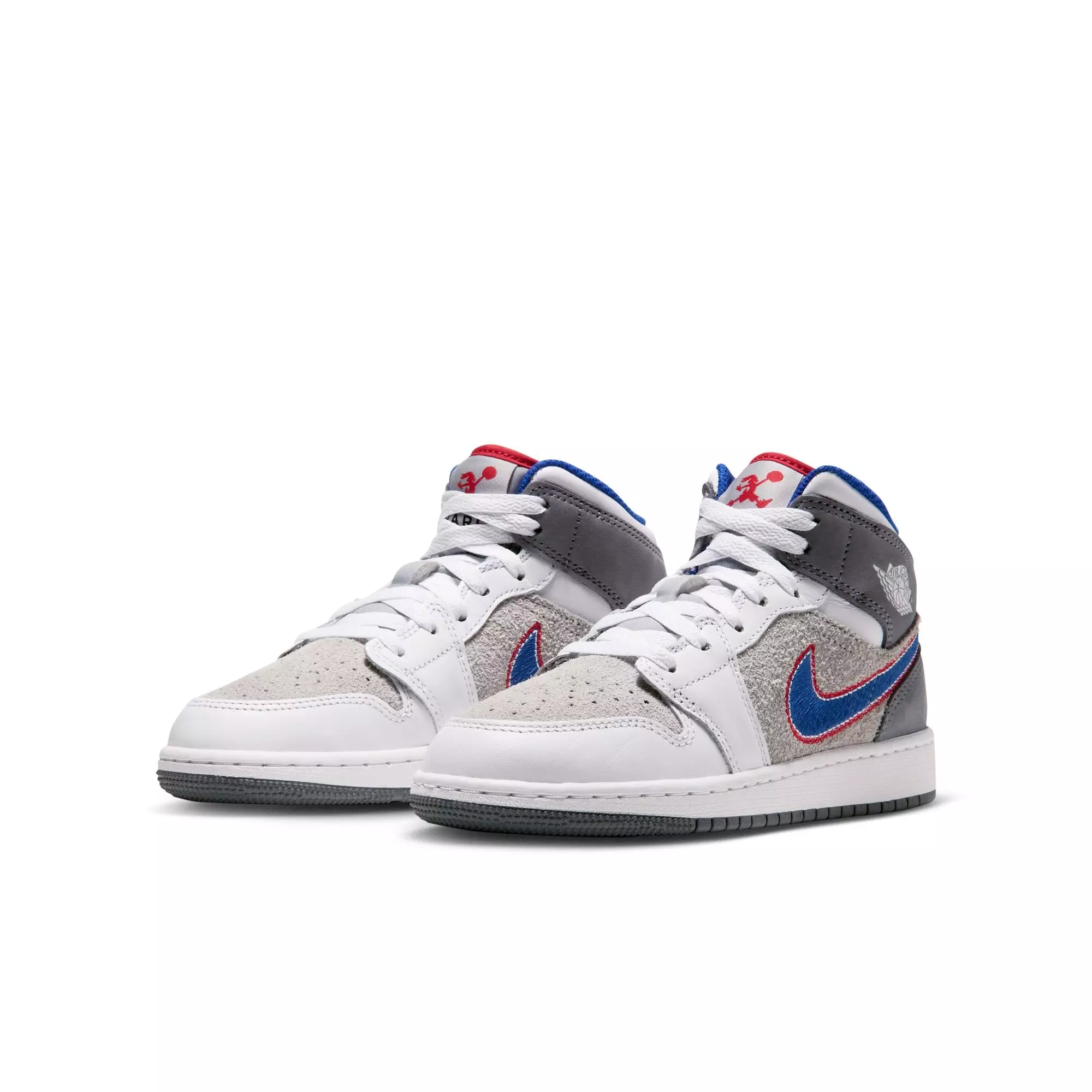 Jordan 1 Mid SE "Hare" Grade School Kids' Shoe - LT SMOKE GREY/VARSITY ROYAL