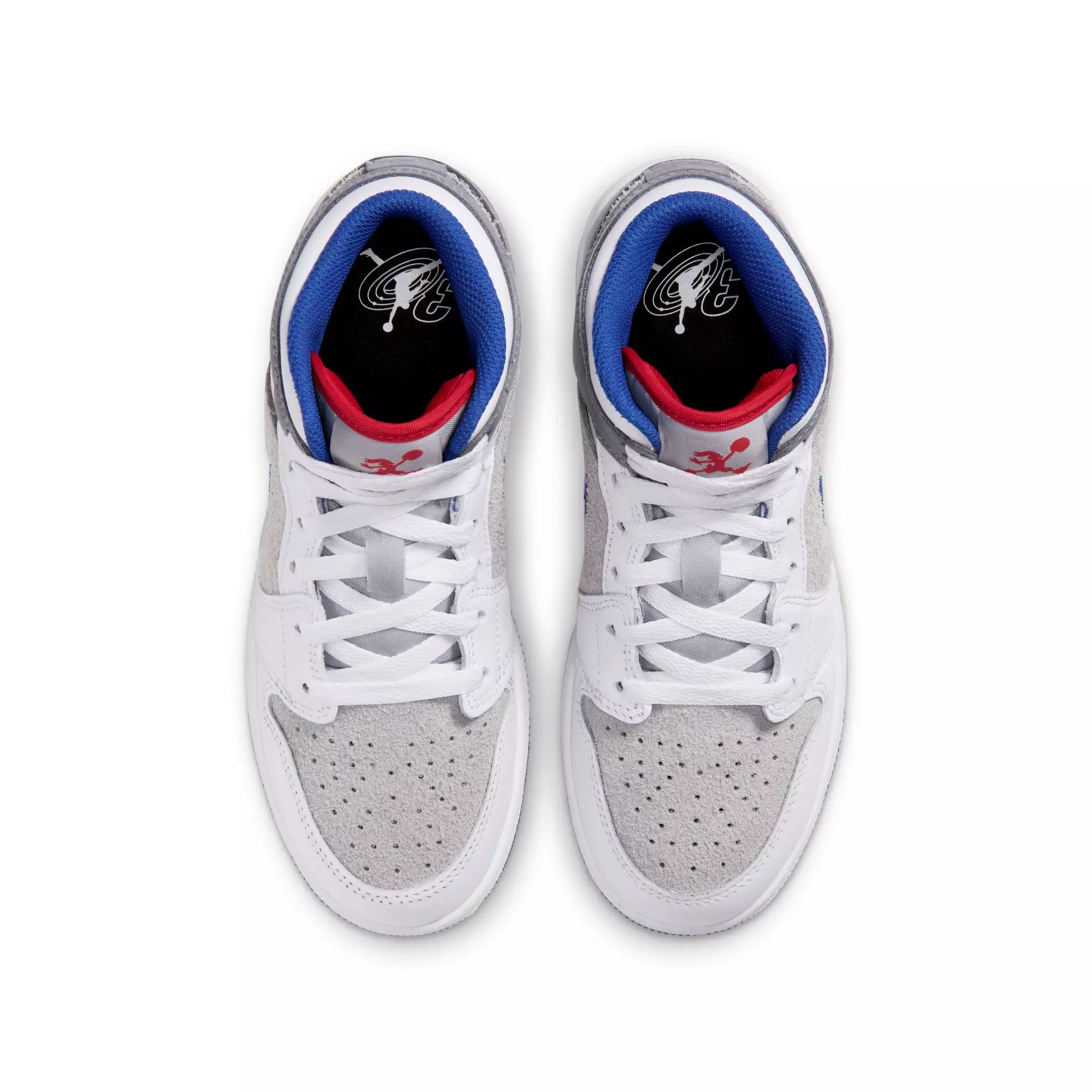 Jordan 1 Mid SE "Hare" Grade School Kids' Shoe - LT SMOKE GREY/VARSITY ROYAL