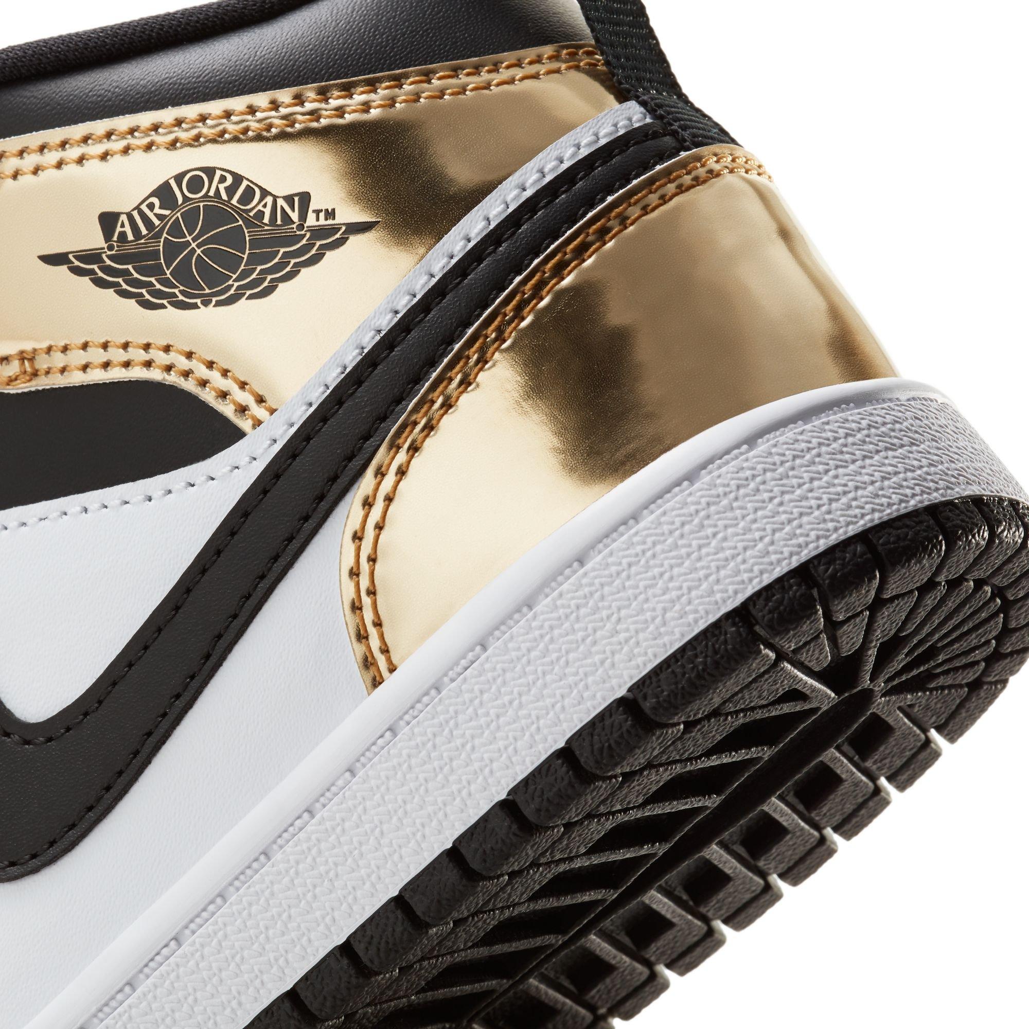 Jordan 1 Mid SE "Metallic Gold/Black/White" Preschool Boys' Shoe - GOLD/BLACK/WHITE Thumbnail View 10