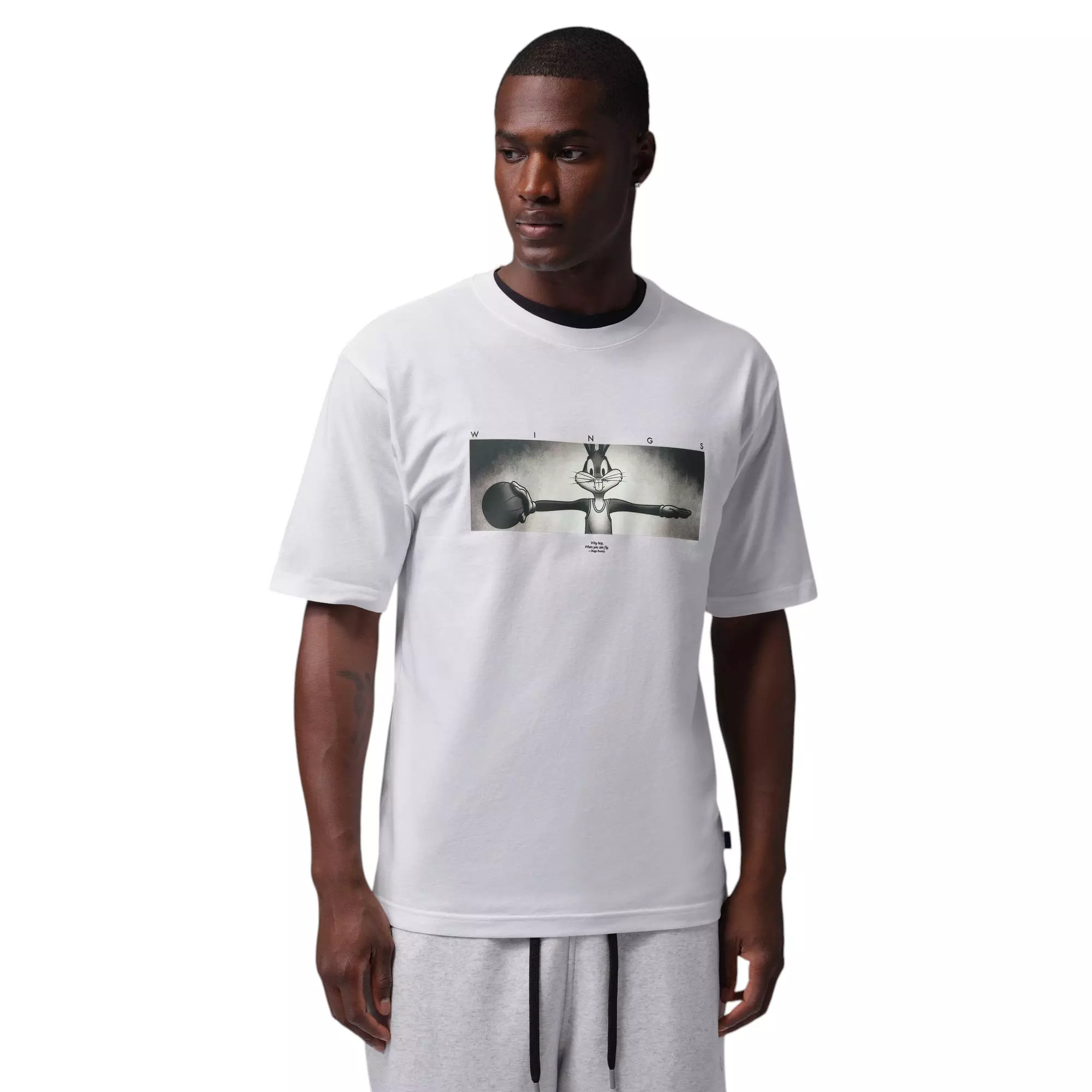 Jordan Brooklyn Wings "Space Jam" Men's Crew-Neck Tee - WHITE/BLACK