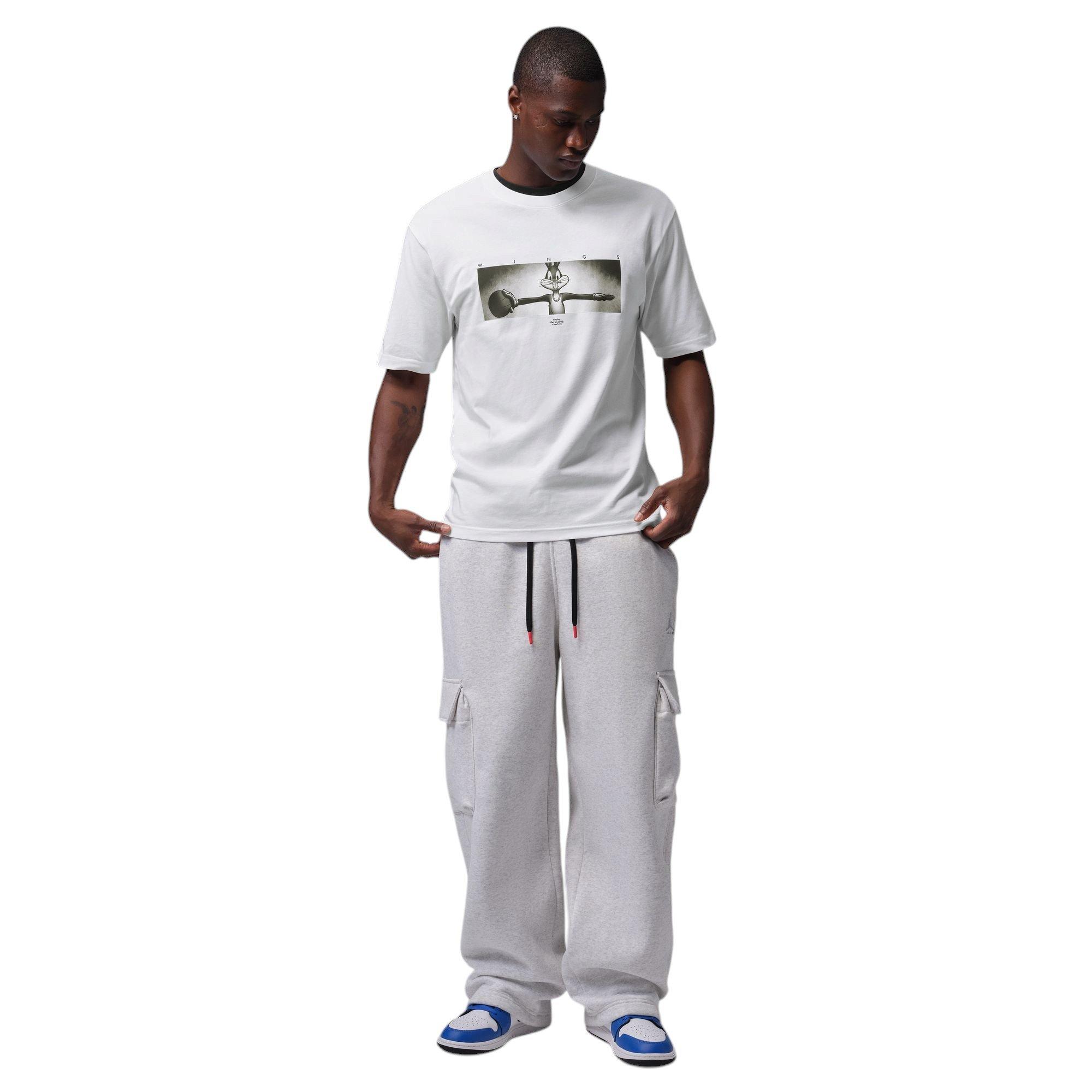 Jordan Brooklyn Wings "Space Jam" Men's Crew-Neck Tee - WHITE/BLACK