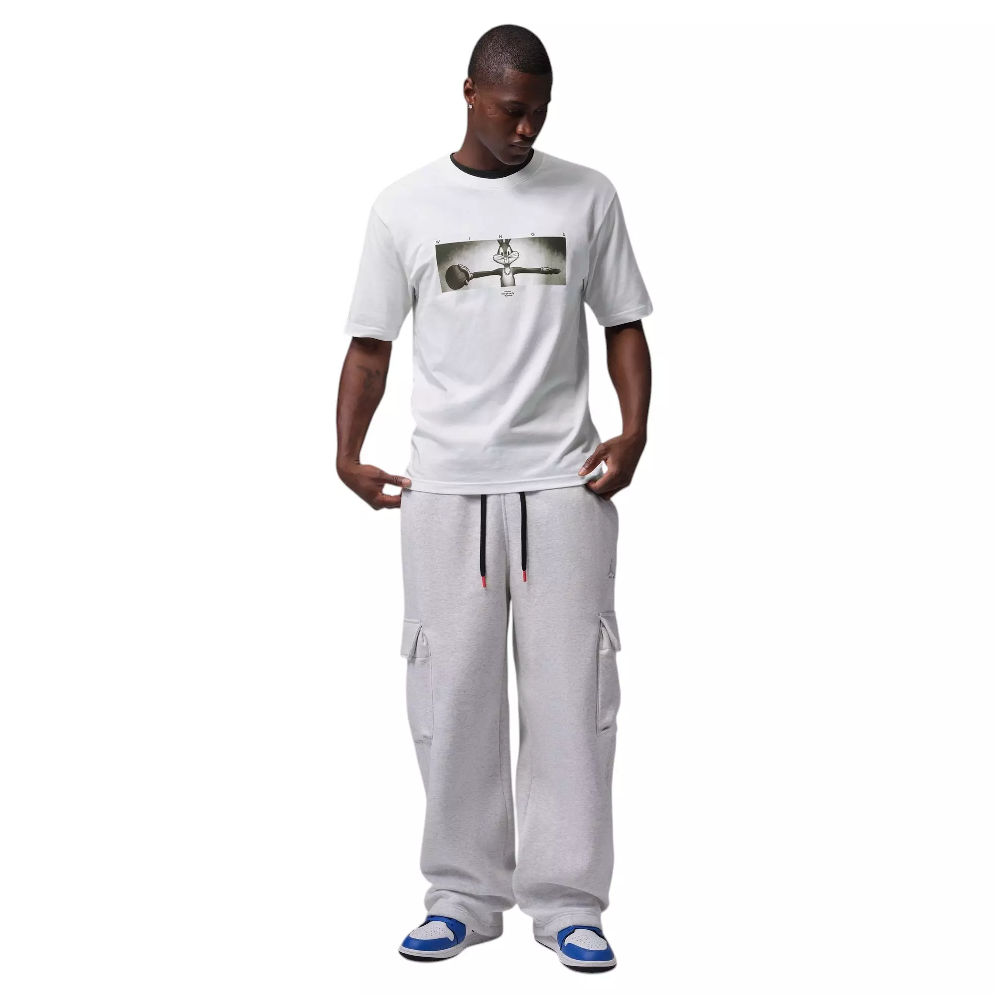 Jordan Brooklyn Wings "Space Jam" Men's Crew-Neck Tee - WHITE/BLACK