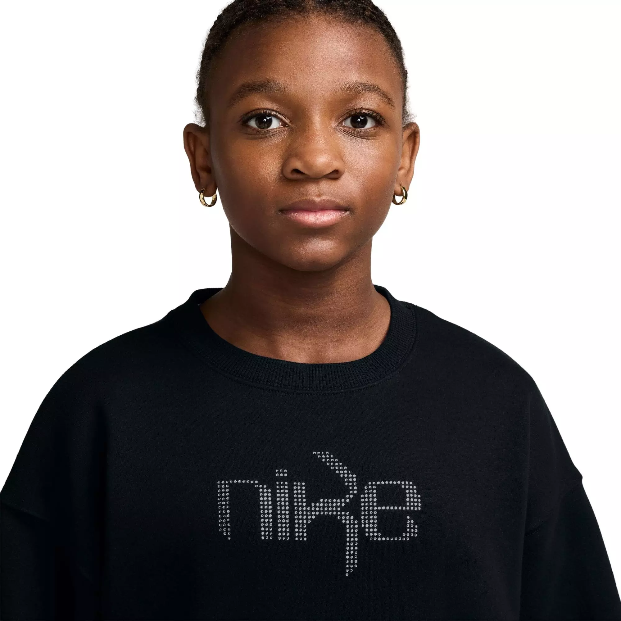 Nike Big Girls' Studio Fleece Oversized Crew-Neck Sweatshirt - BLACK