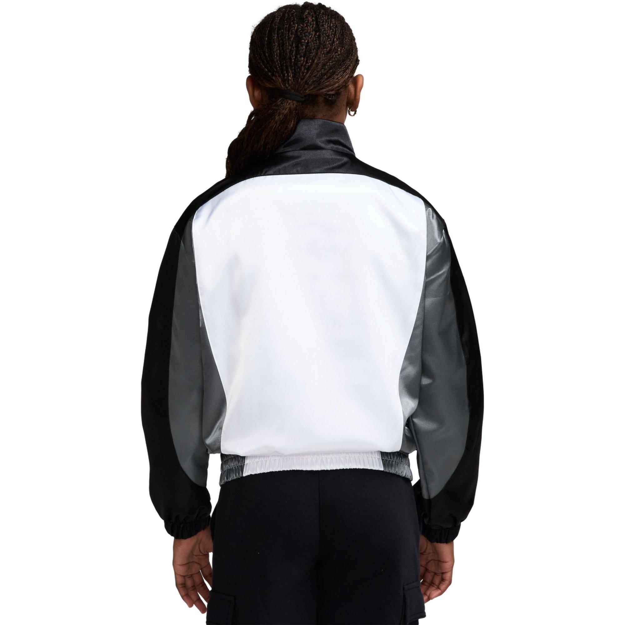 Nike Big Girls' Sportswear Fleece Satin Jacket - BLACK
