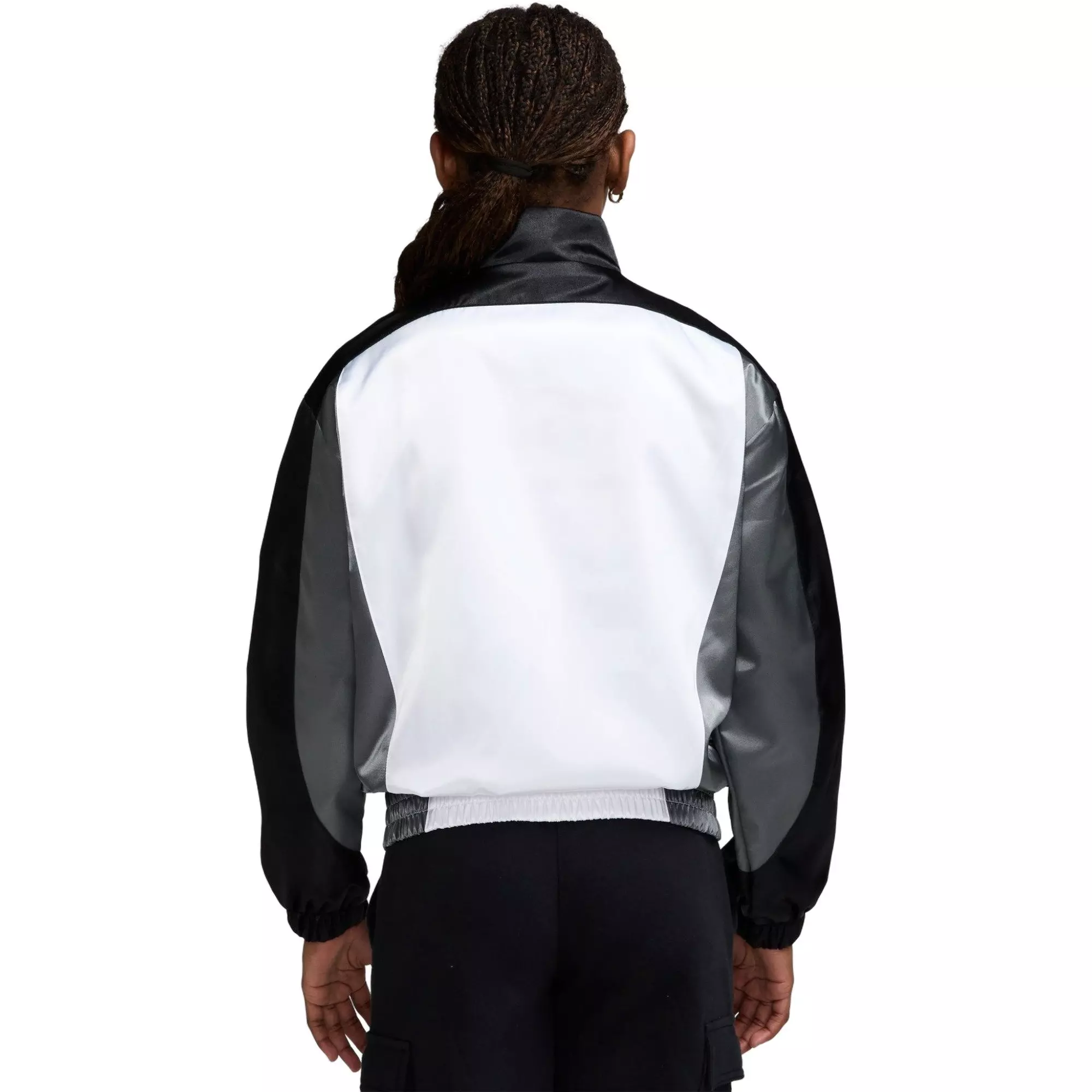 Nike Big Girls' Sportswear Fleece Satin Jacket - BLACK