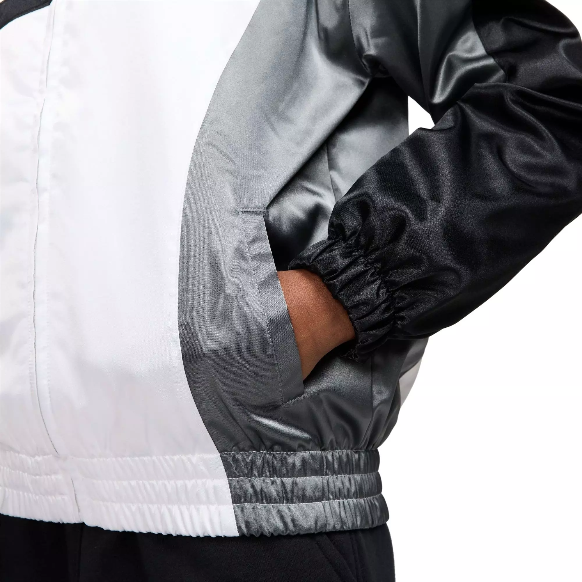 Nike Big Girls' Sportswear Fleece Satin Jacket - BLACK