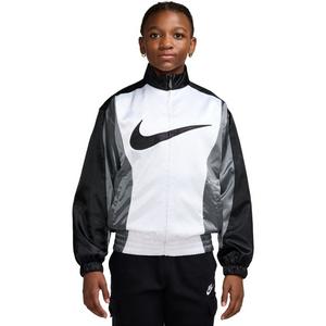 Nike Big Girls' Sportswear Fleece Satin Jacket - BLACK