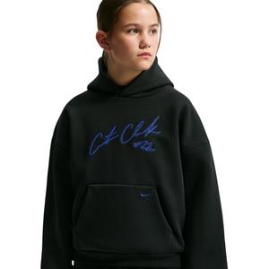Nike Caitlin Blue Standard Issue Therma-FIT Brushed Fleece Big Kids' Pullover Hoodie - BLACK/ROYAL