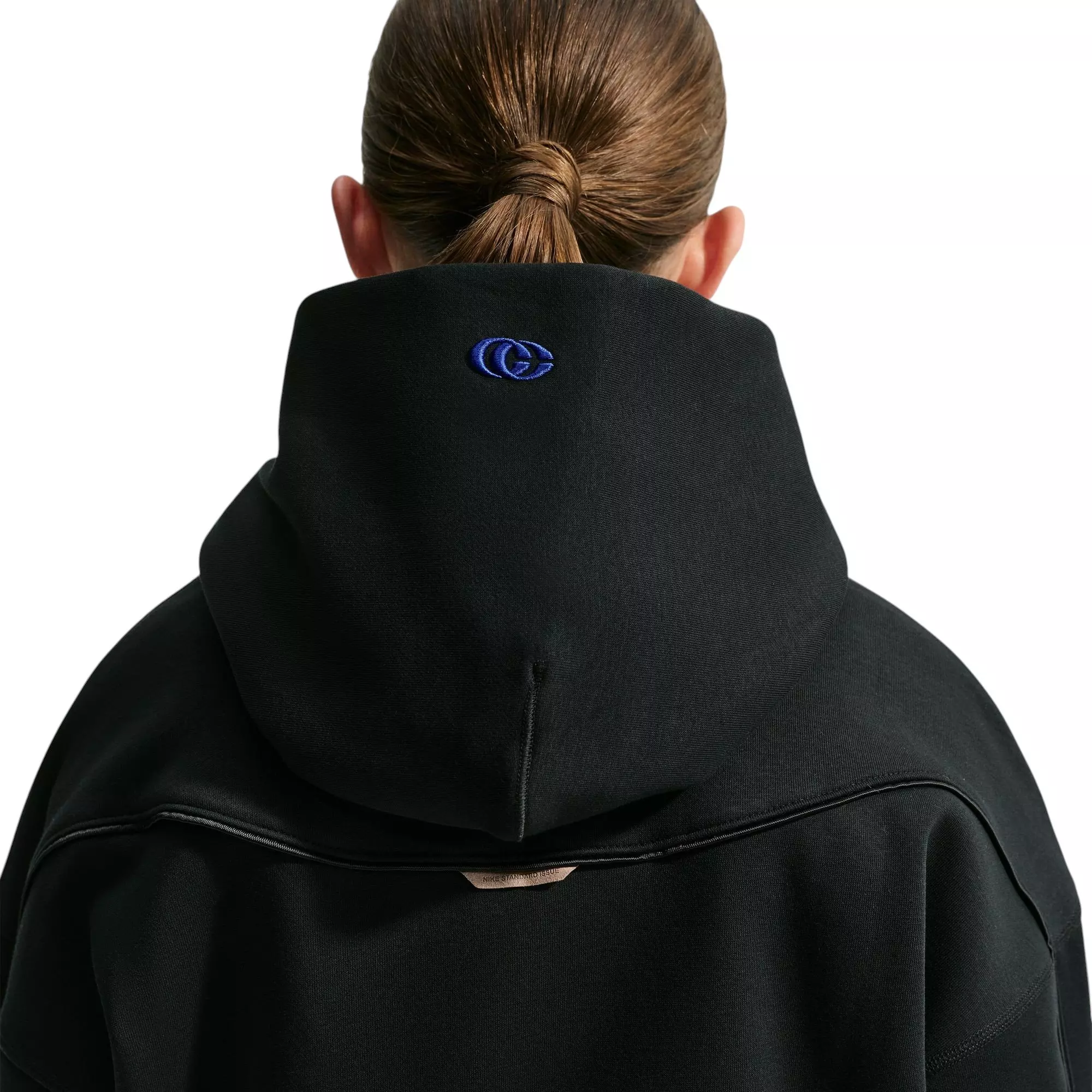 Nike Caitlin Blue Standard Issue Therma-FIT Brushed Fleece Big Kids' Pullover Hoodie - BLACK/ROYAL