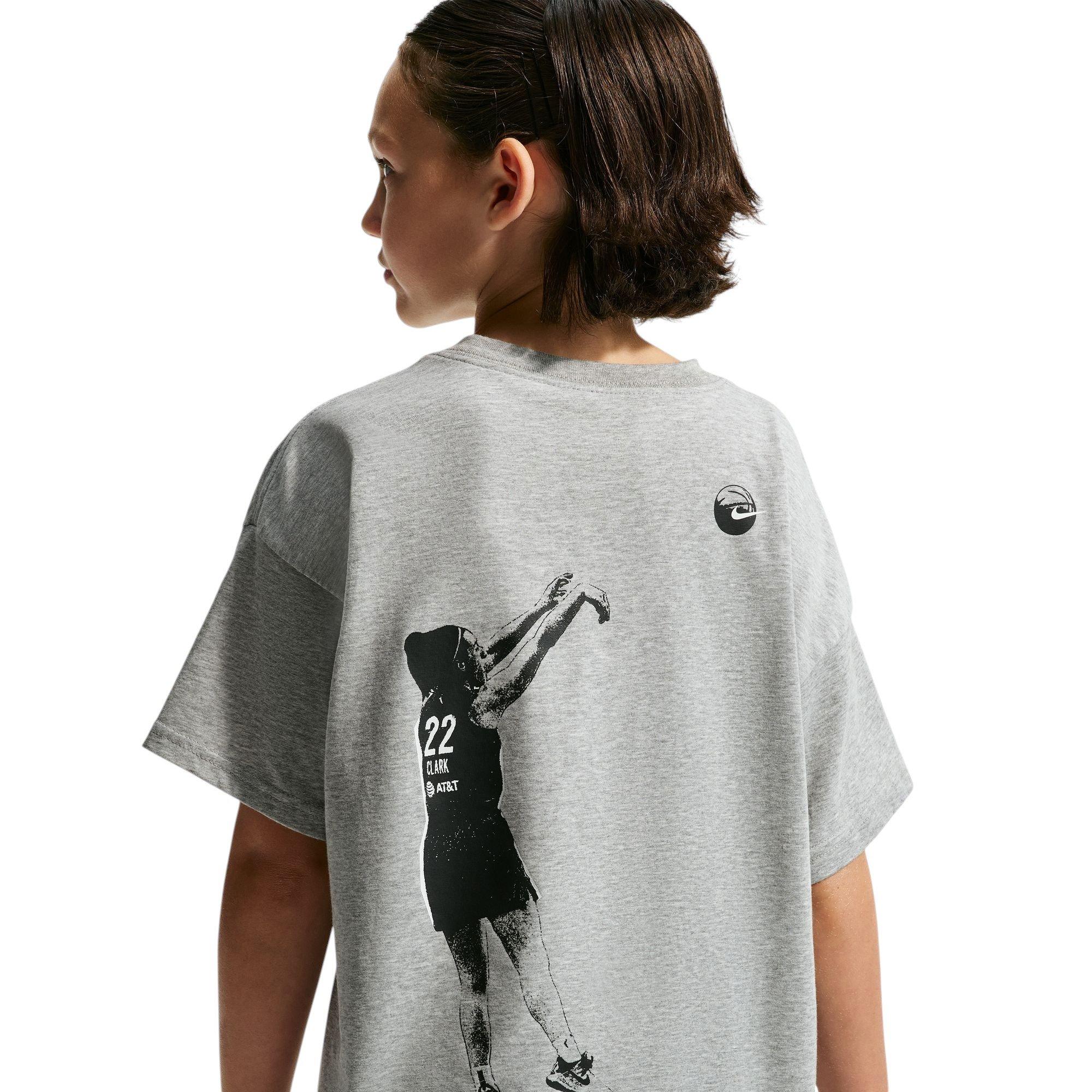 Nike Caitlin Blue Dri-FIT Big Kids' Tee - GREY/BLACK