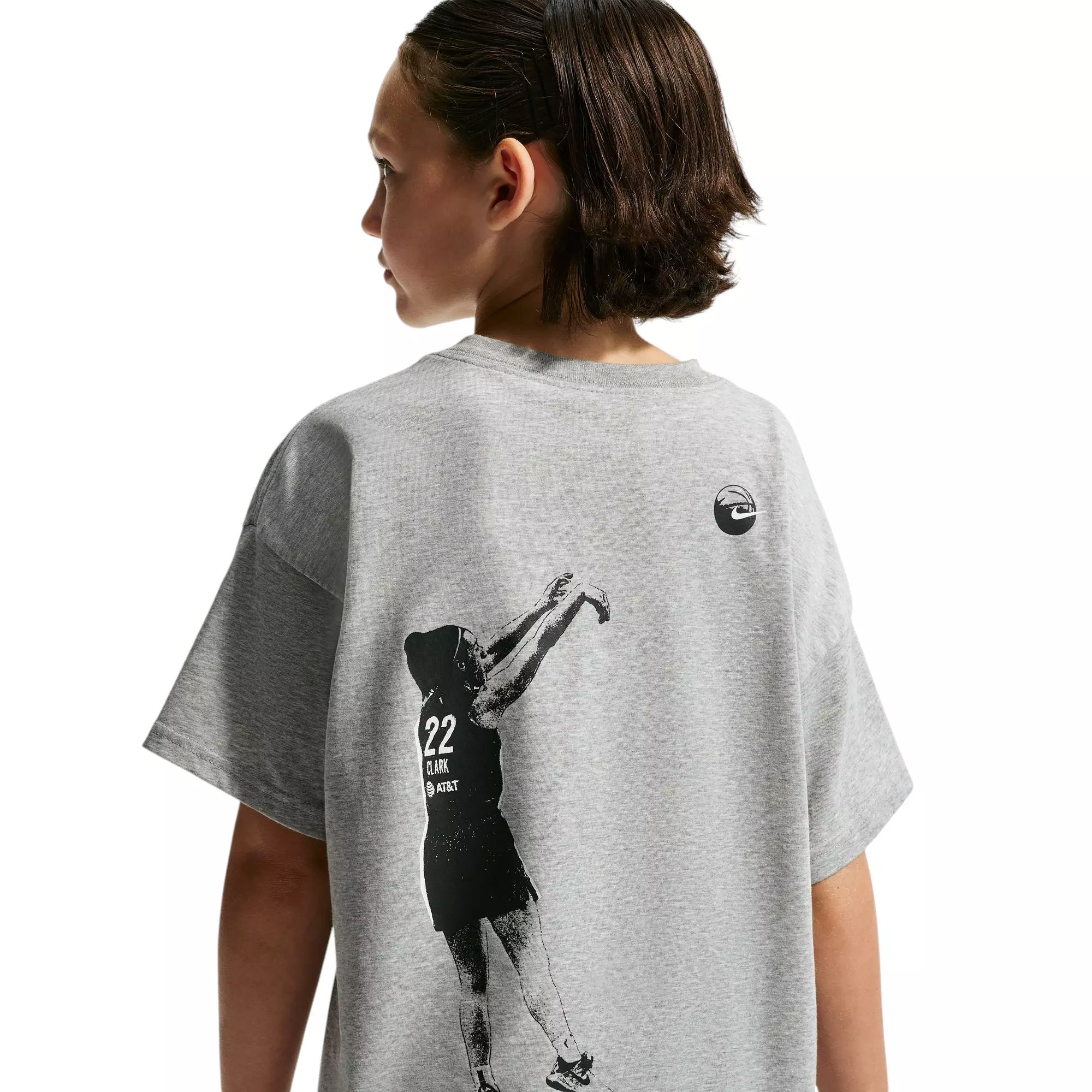 Nike Caitlin Blue Dri-FIT Big Kids' Tee - GREY/BLACK