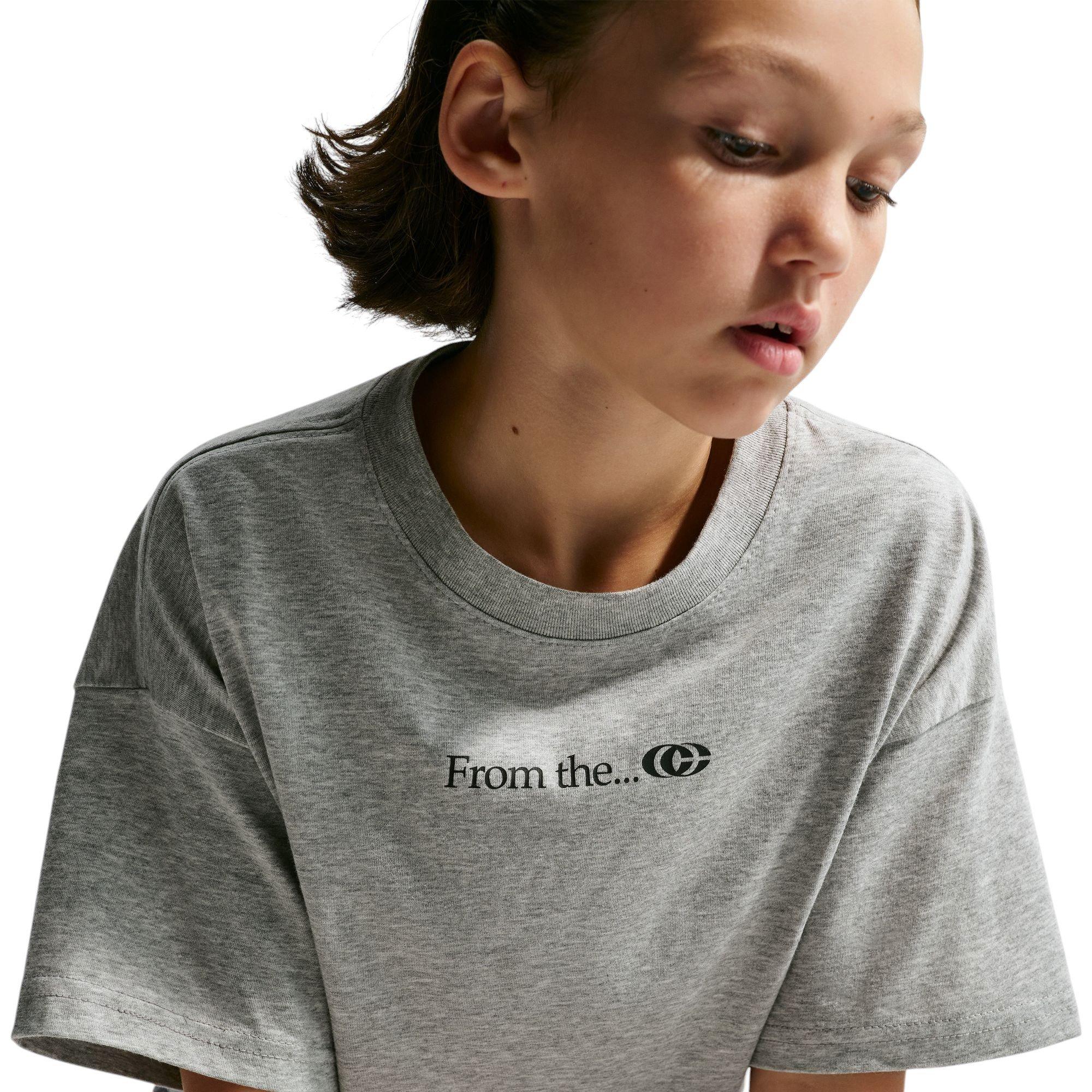 Nike Caitlin Blue Dri-FIT Big Kids' Tee - GREY/BLACK