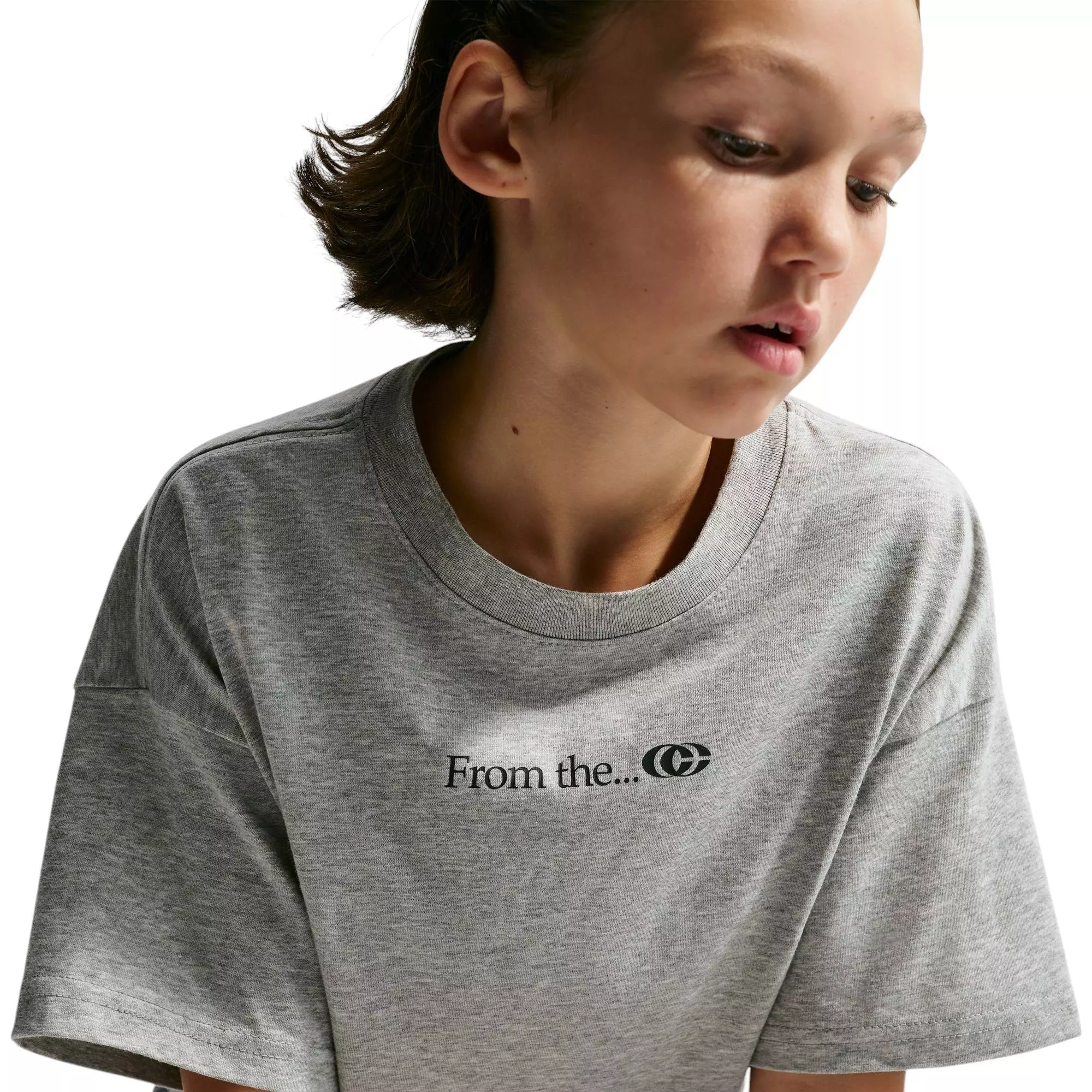 Nike Caitlin Blue Dri-FIT Big Kids' Tee - GREY/BLACK