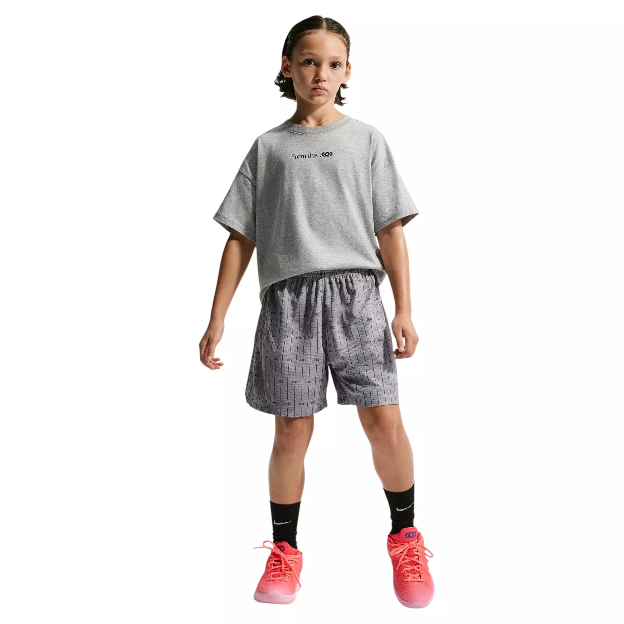 Nike Caitlin Blue Dri-FIT Big Kids' Tee - GREY/BLACK