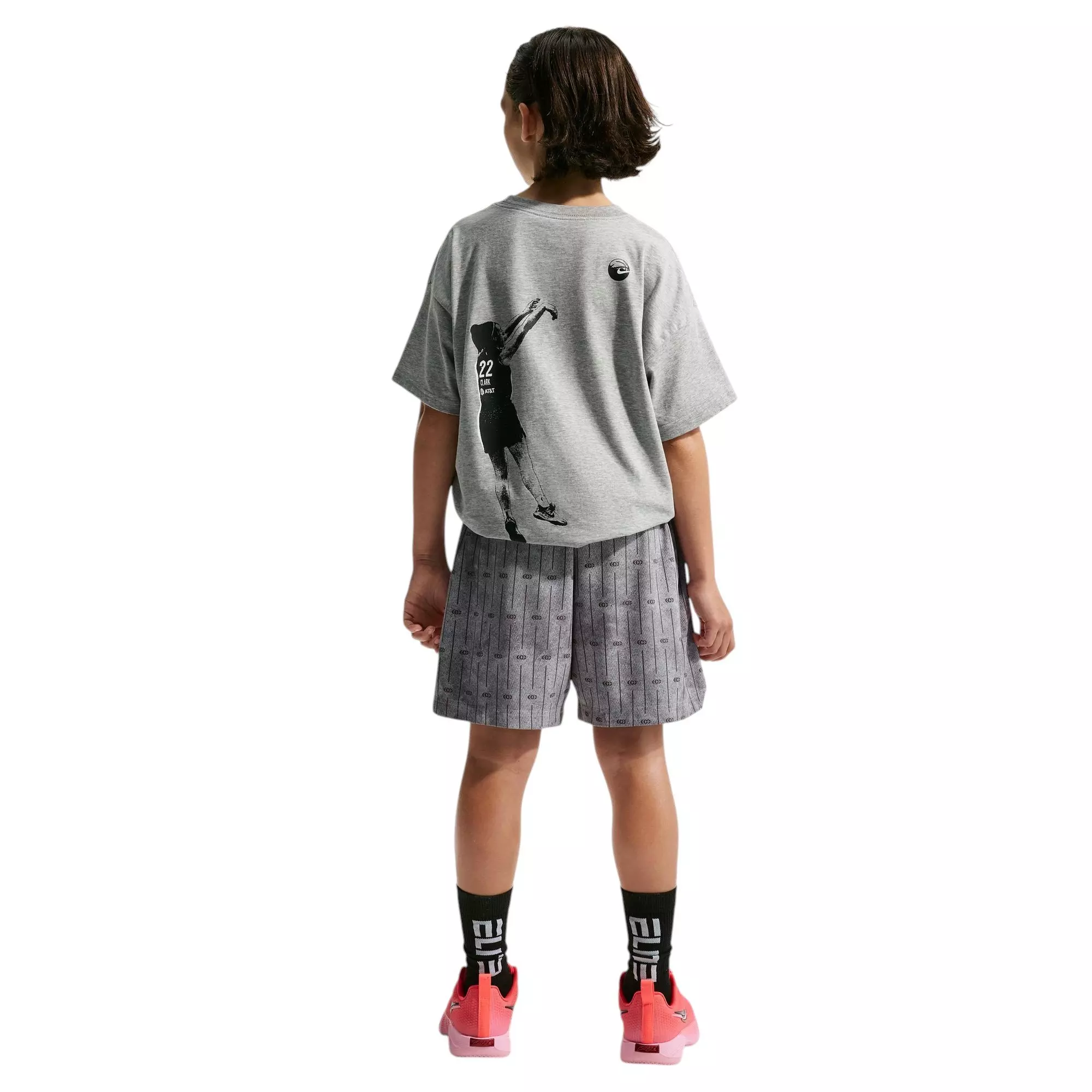 Nike Caitlin Blue Dri-FIT Big Kids' Tee - GREY/BLACK