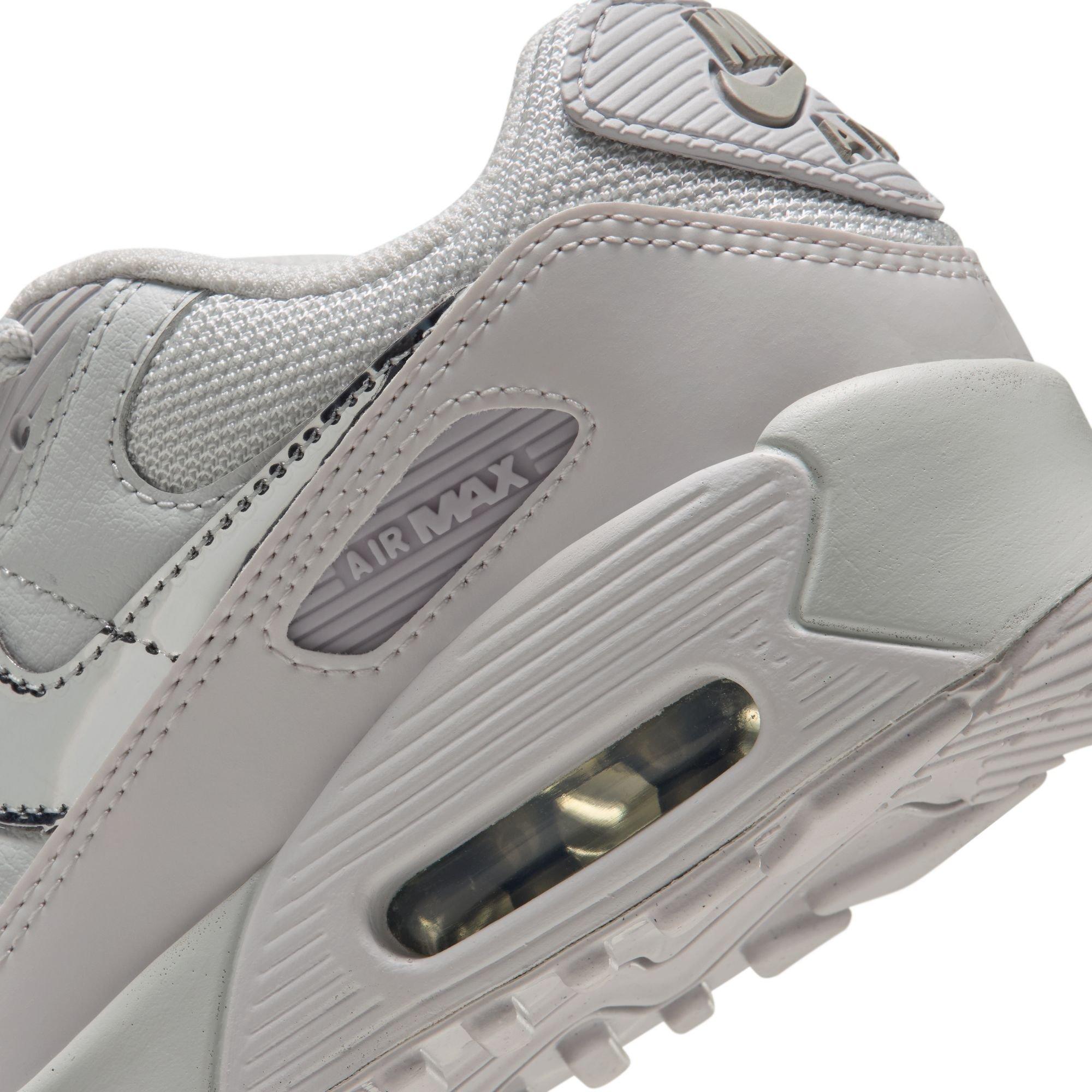 Nike Air Max 90 "Photon Dust/Metallic Silver/Vast Grey" Grade School Girls' Shoe - WHITE/SILVER