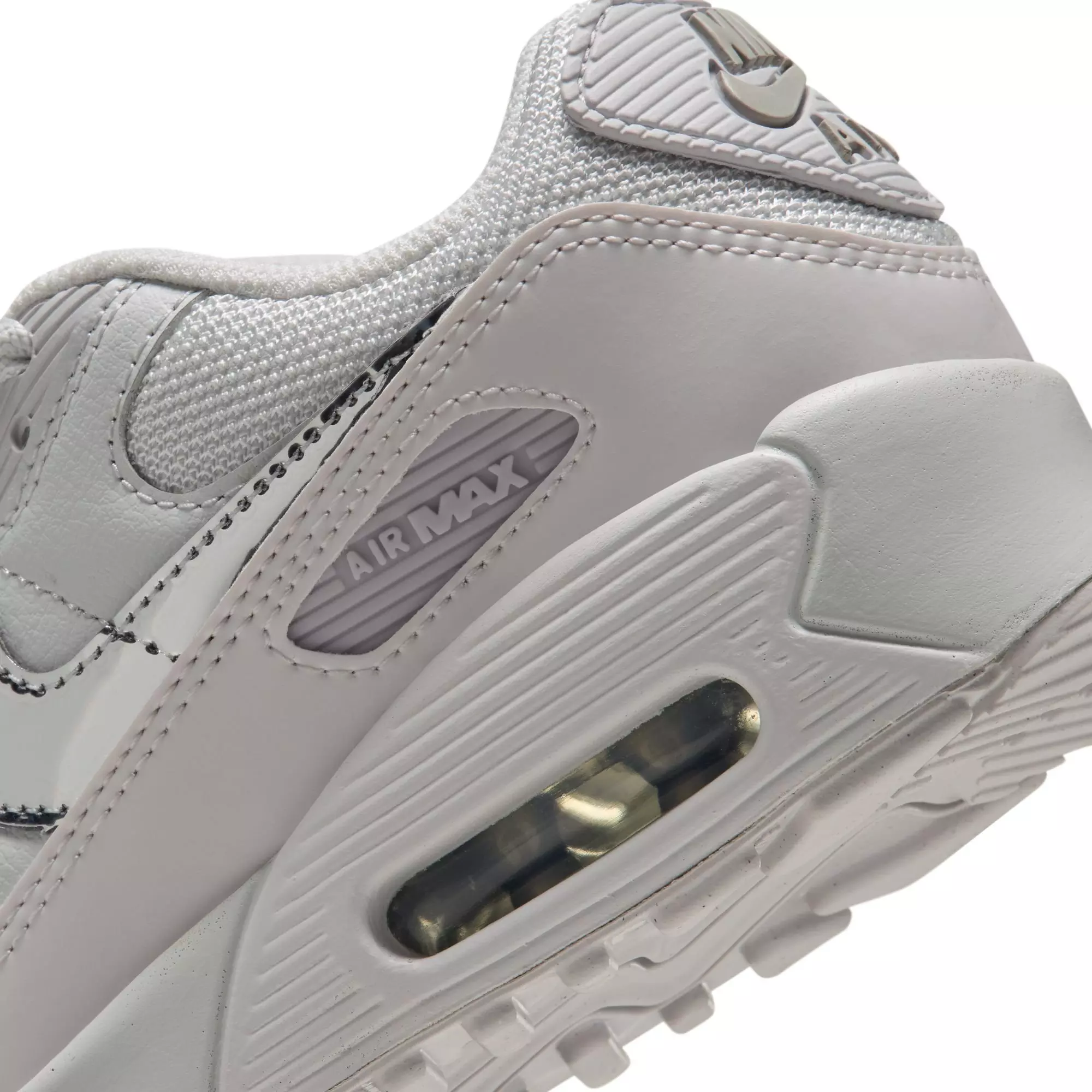 Nike Air Max 90 "Photon Dust/Metallic Silver/Vast Grey" Grade School Girls' Shoe - WHITE/SILVER
