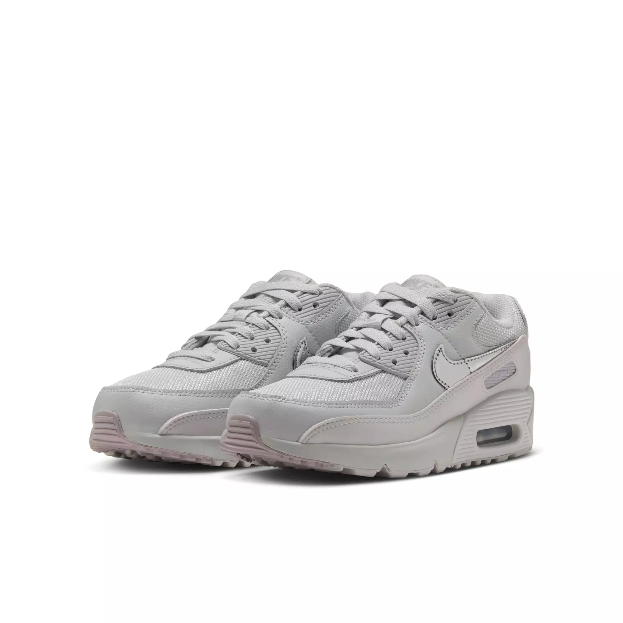 Nike Air Max 90 "Photon Dust/Metallic Silver/Vast Grey" Grade School Girls' Shoe - WHITE/SILVER