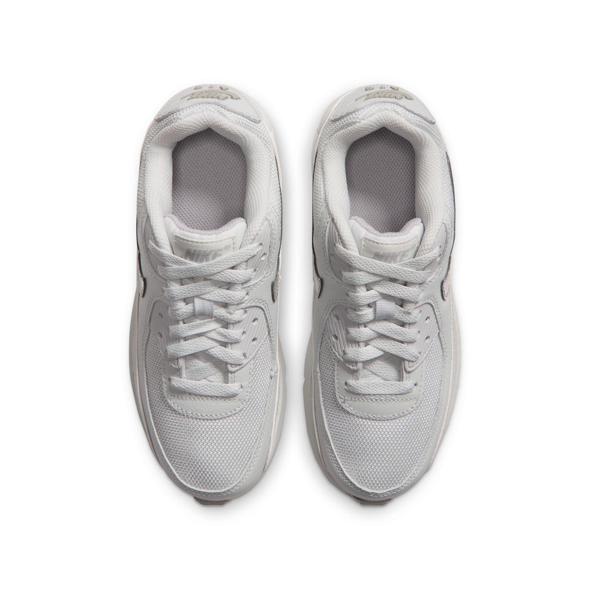 Nike Air Max 90 "Photon Dust/Metallic Silver/Vast Grey" Grade School Girls' Shoe - WHITE/SILVER