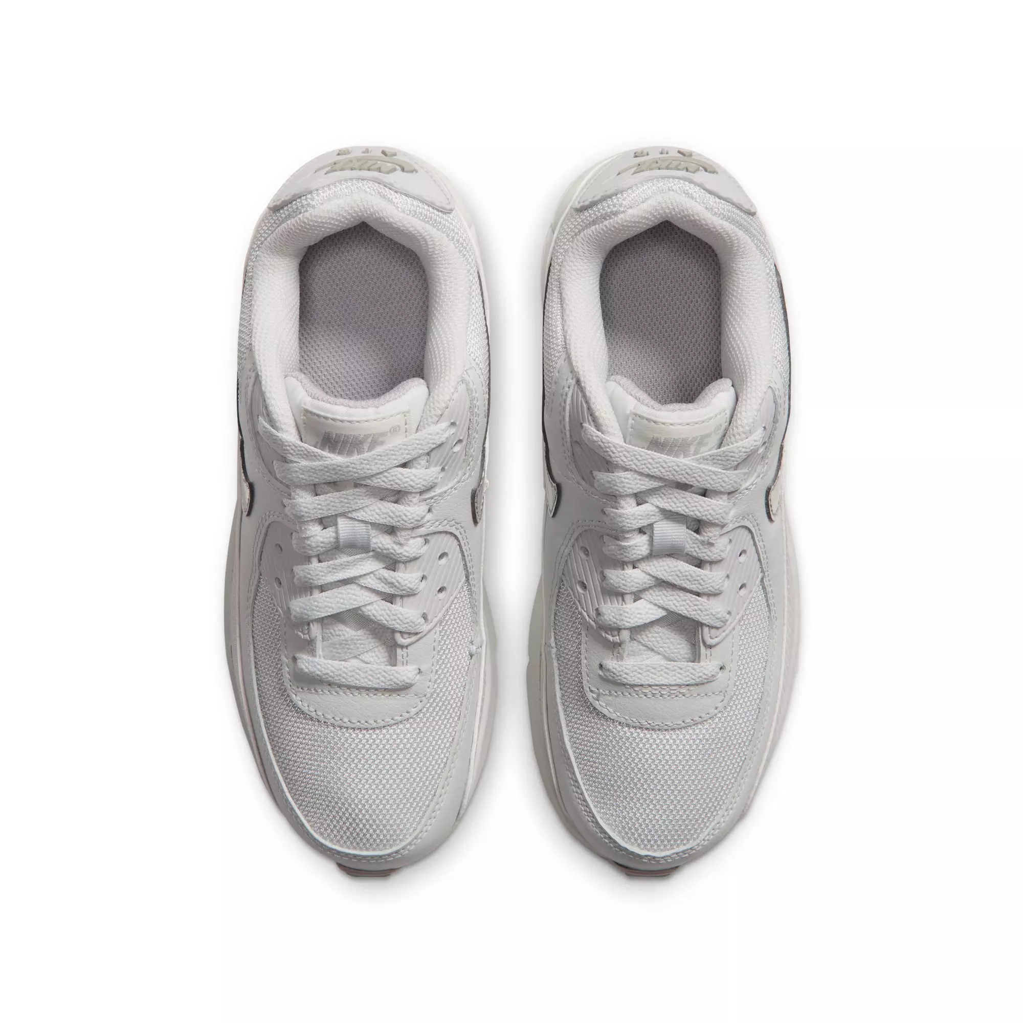 Nike Air Max 90 "Photon Dust/Metallic Silver/Vast Grey" Grade School Girls' Shoe - WHITE/SILVER