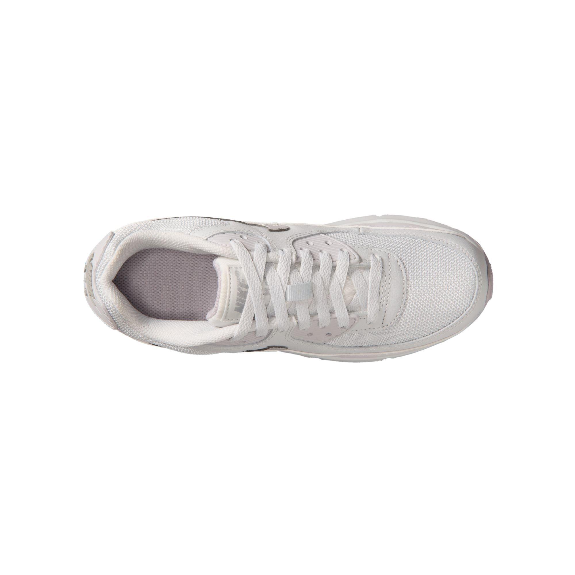 Nike Air Max 90 "Photon Dust/Metallic Silver/Vast Grey" Grade School Girls' Shoe - WHITE/SILVER