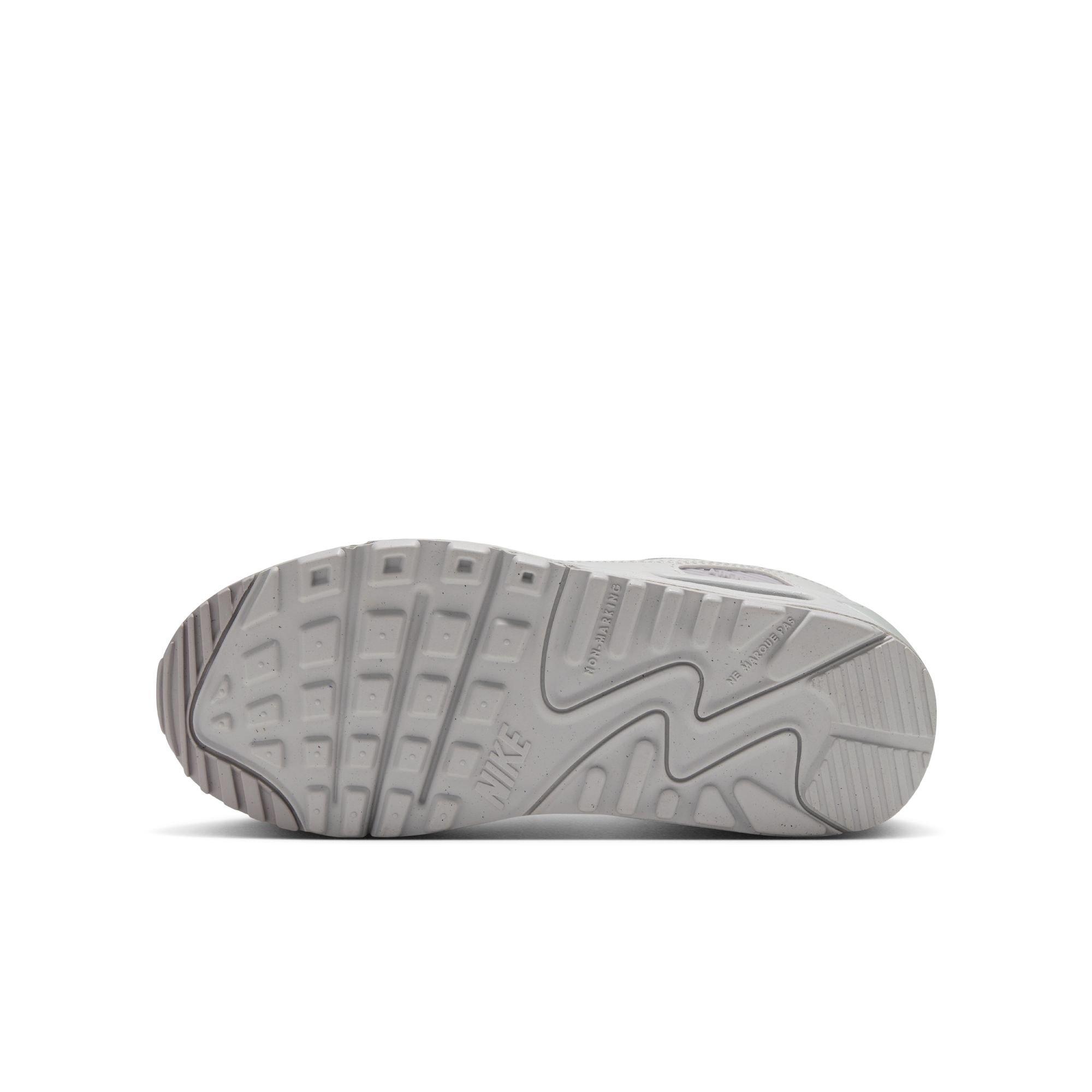 Nike Air Max 90 "Photon Dust/Metallic Silver/Vast Grey" Grade School Girls' Shoe - WHITE/SILVER